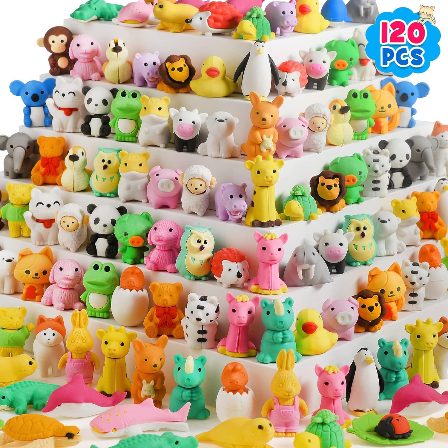 120 Pack Animal Eraser