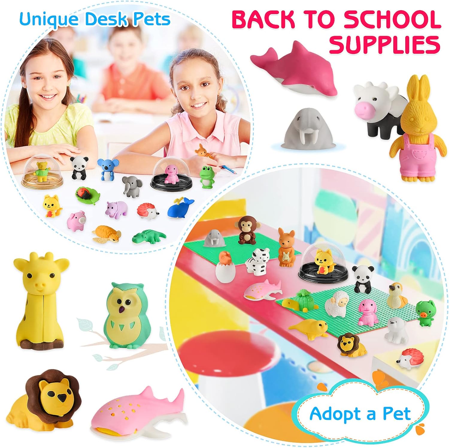 120 Pack Animal Eraser
