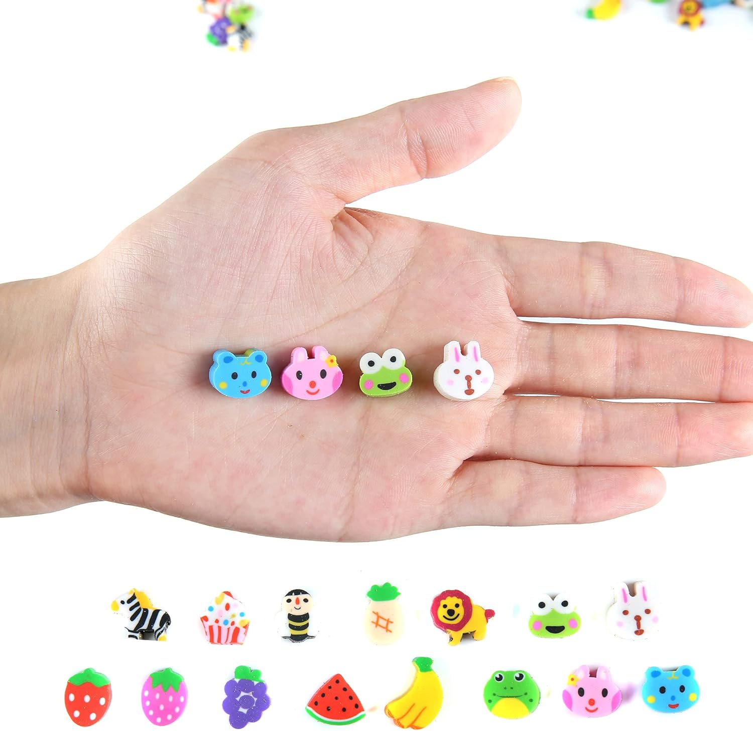 3 Pack Mini Animal Fruit Erasers