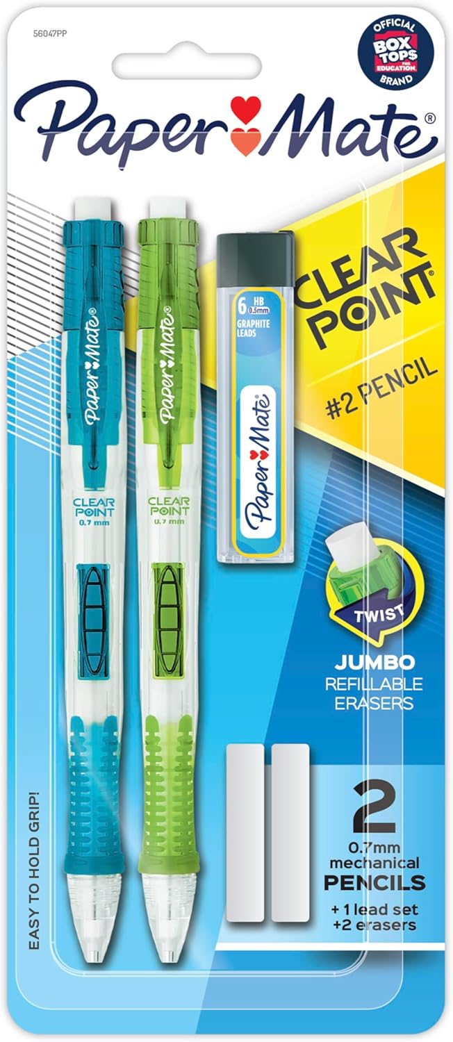 automatic pencil set with refill and eraser refill, 5 sizes - 0.3, 0.5, 0.7, 0.9 and 2 mm for drawing, painting and sketching