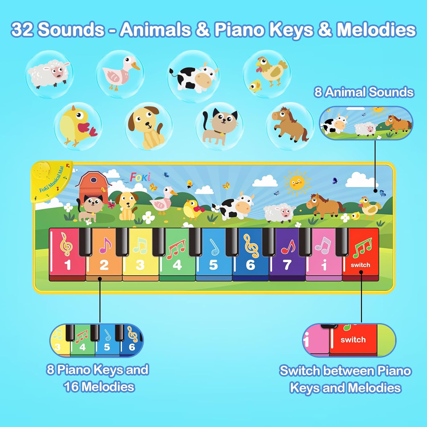 Floor Piano Mat for Toddler