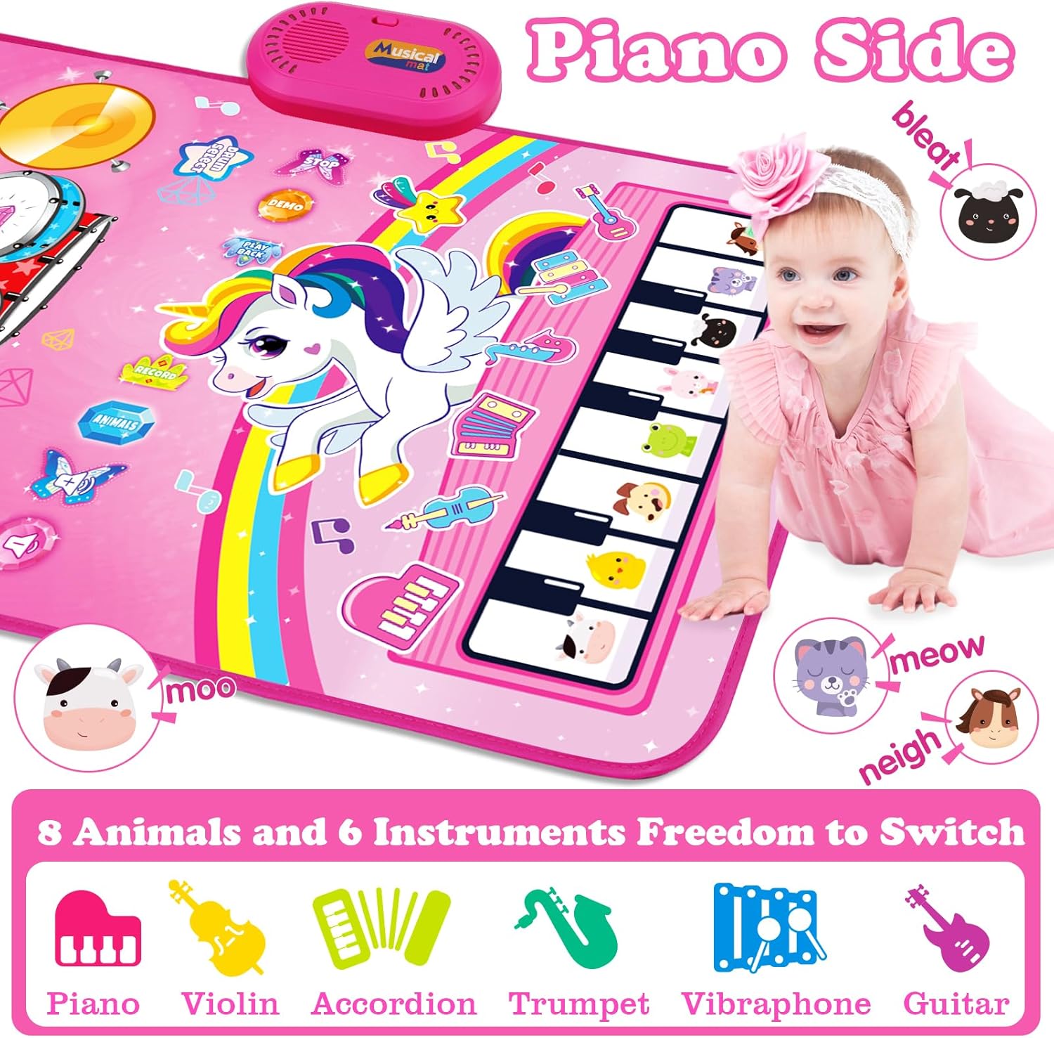 1 Year Old Girls Toys: Baby Musical Mat, Unicorn Toys, 12-18 Months Gifts
