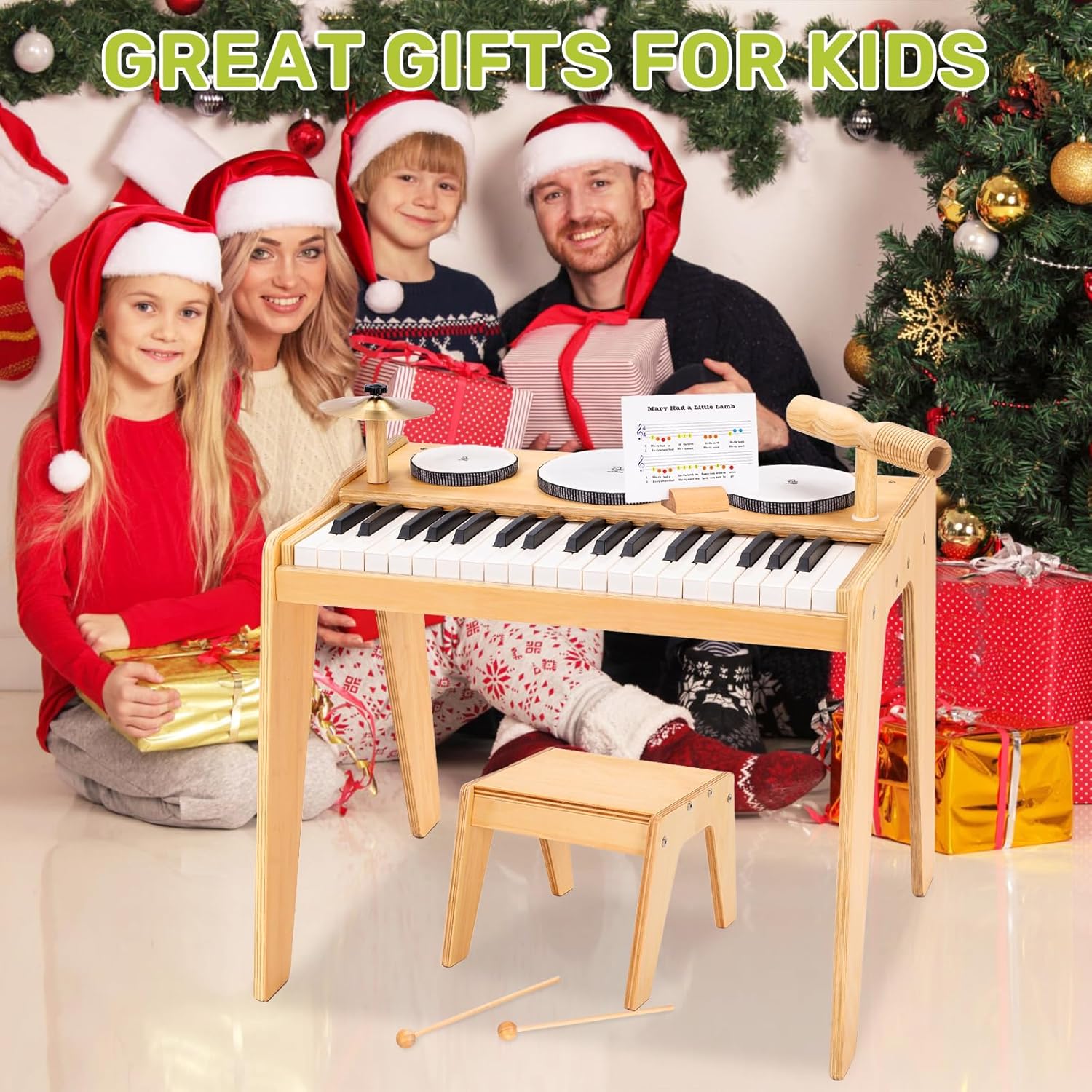 Kids Piano Keyboard, 37 Keys with Drum Set, 9 in 1 Instrument, 3+ Years Old