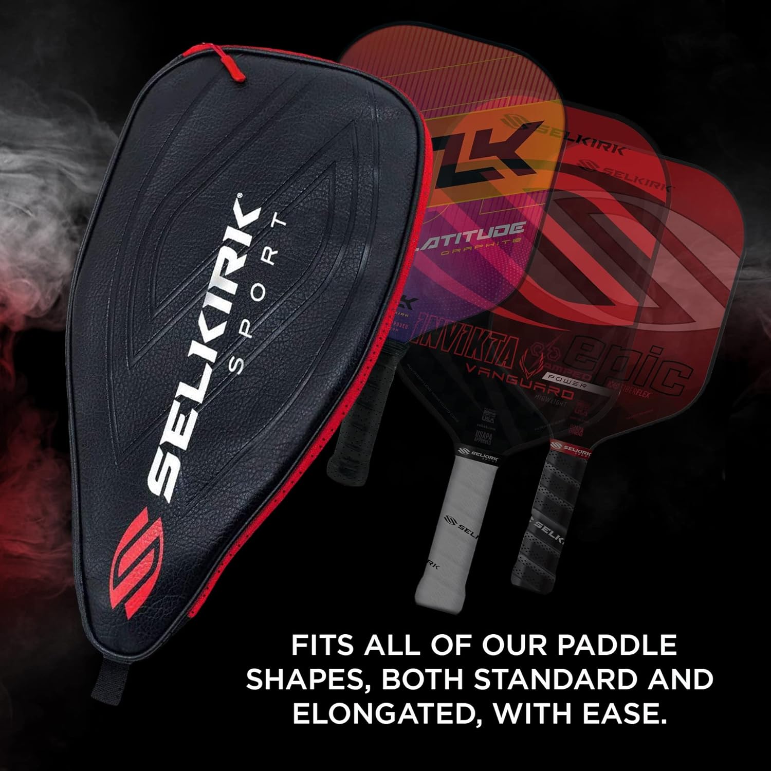 Premium Pitching Racket Cover, Black/Red