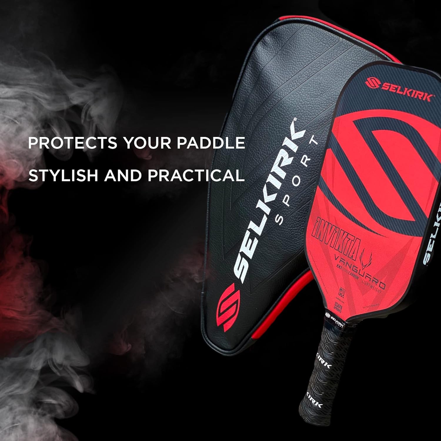 Premium Pitching Racket Cover, Black/Red