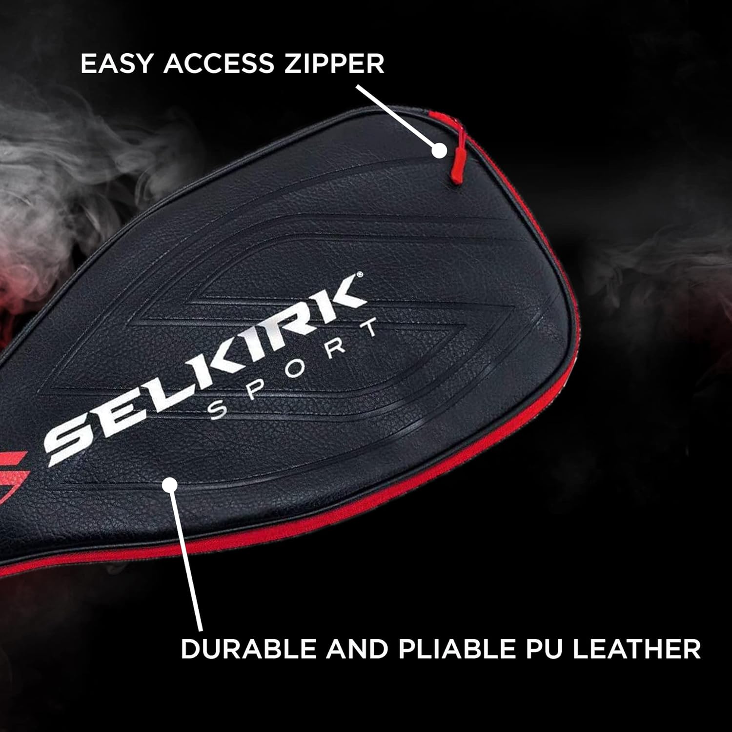 Premium Pitching Racket Cover, Black/Red