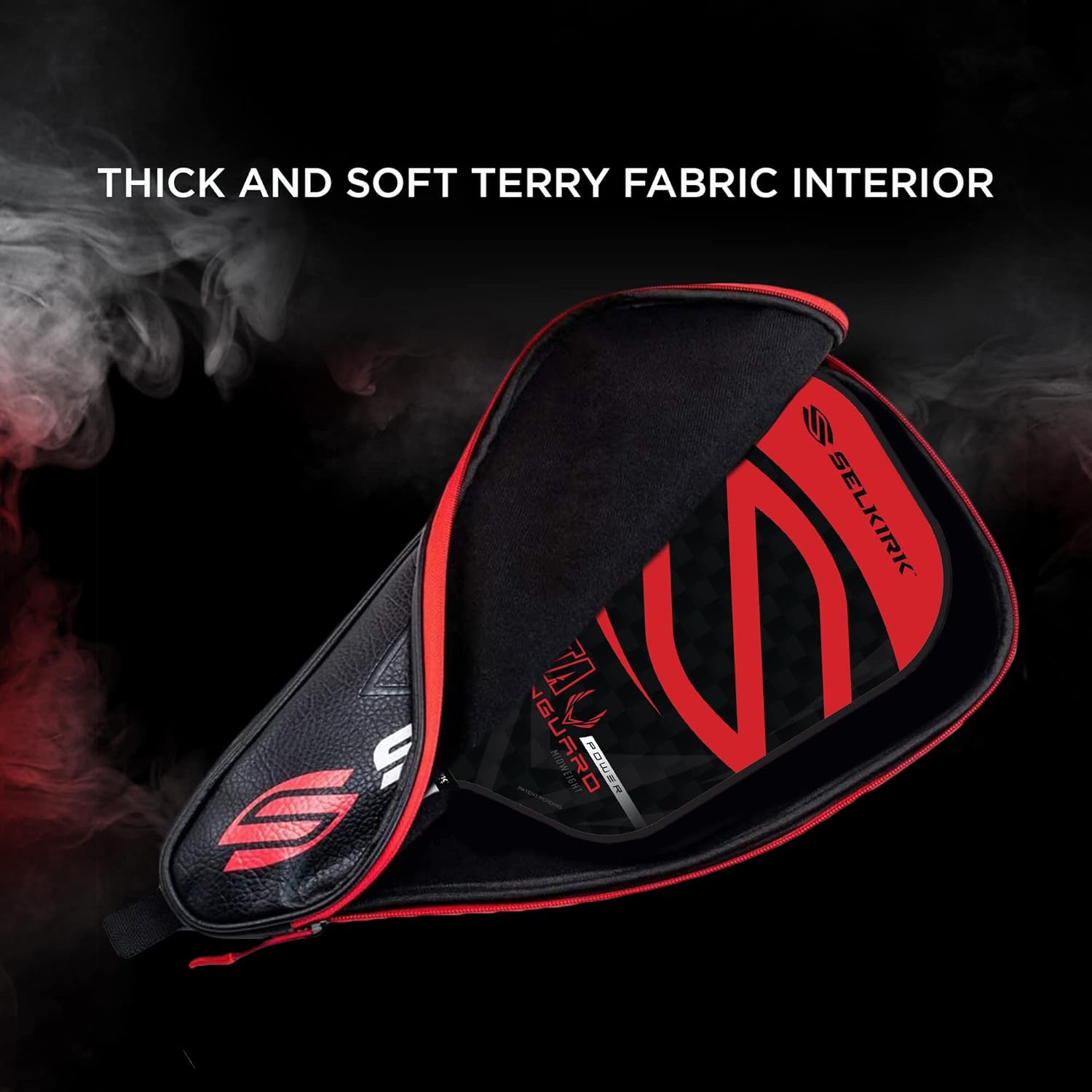 Premium Pitching Racket Cover, Black/Red