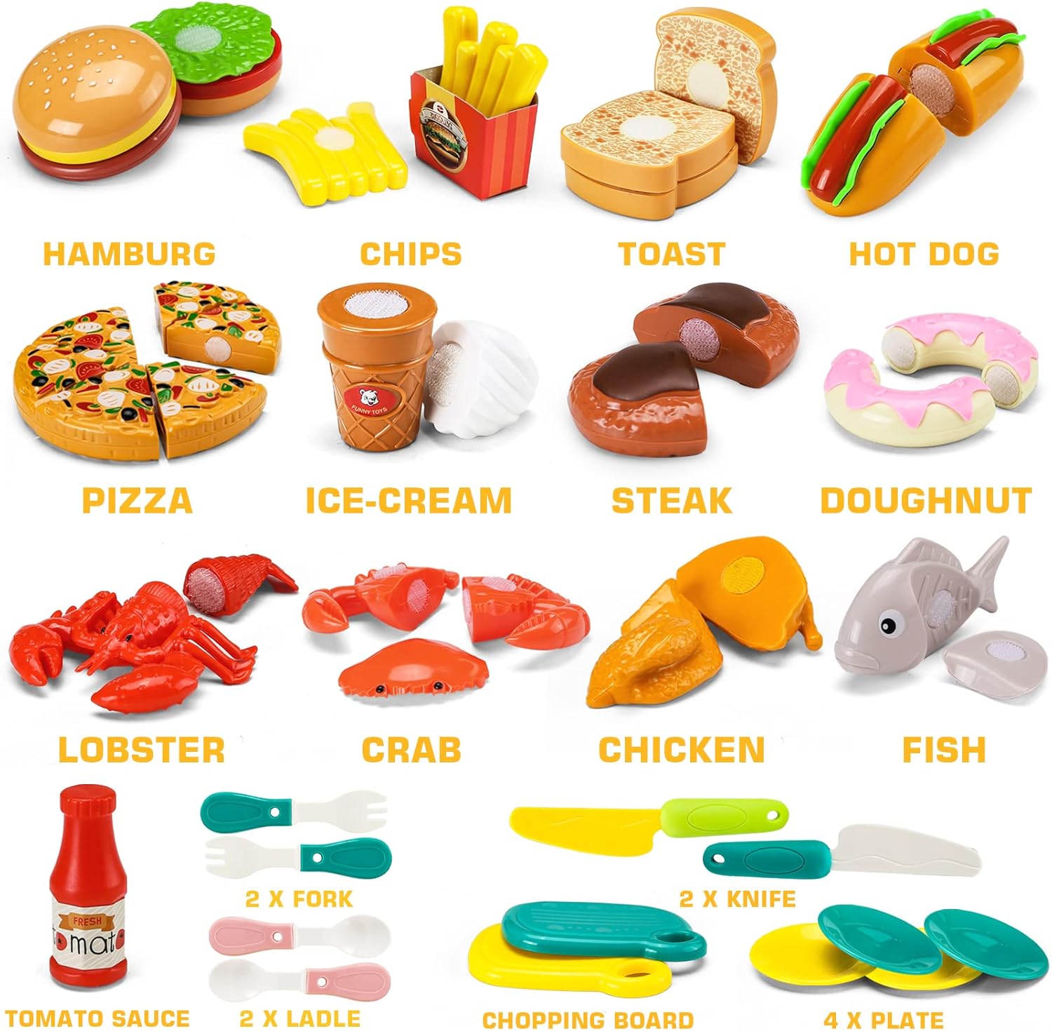 42 Pack Cutting Toys Kitchen Set