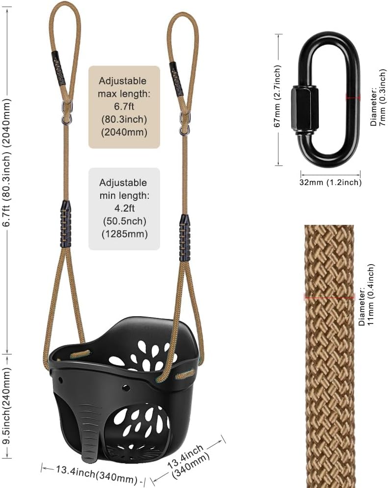 Heavy Duty High Back Full Bucket Toddler Swing Seat
