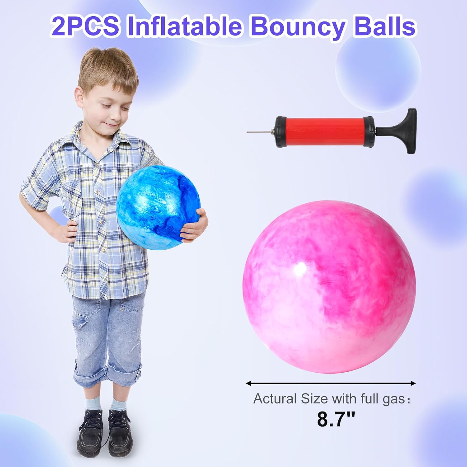 2 Pack Inflatable Playground Balls, Rubber Kick Balls