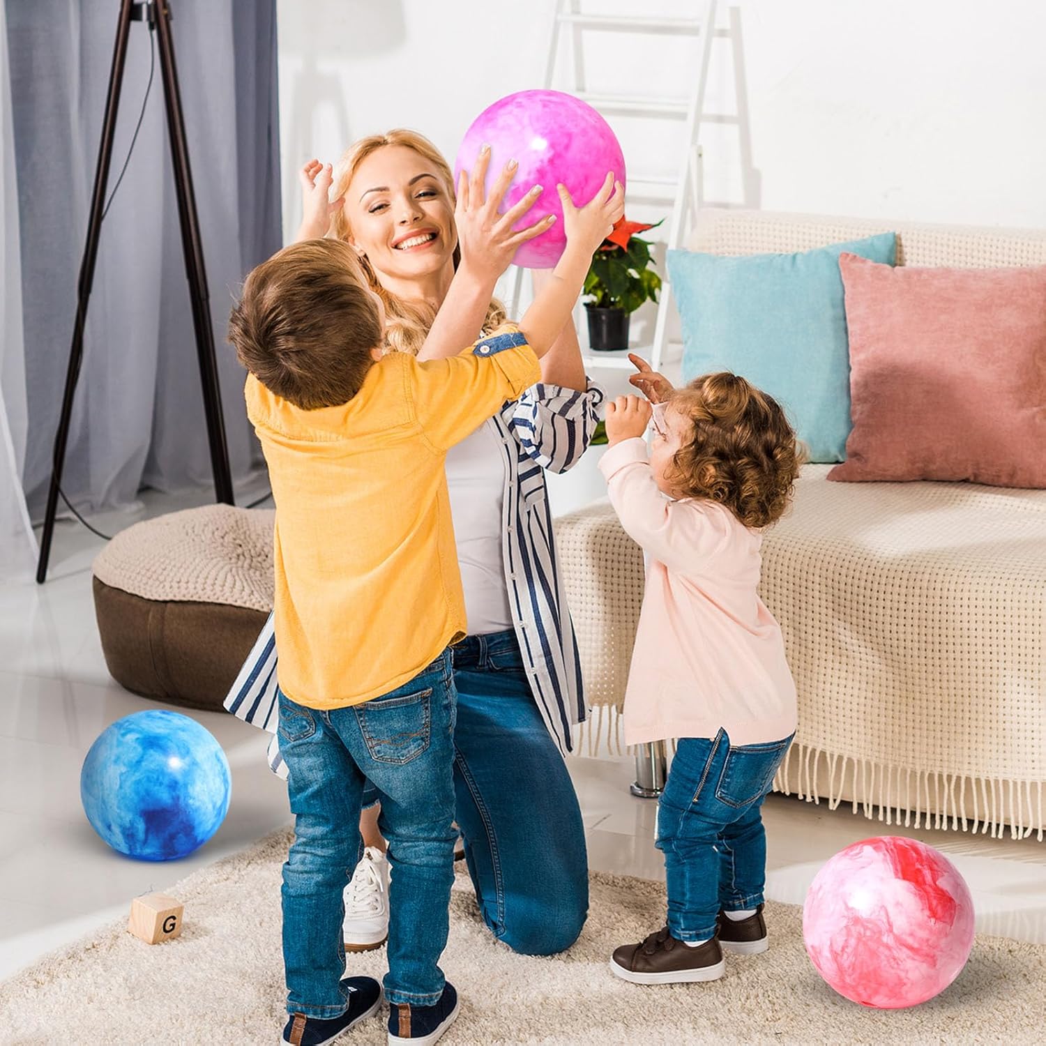2 Pack Inflatable Playground Balls, Rubber Kick Balls