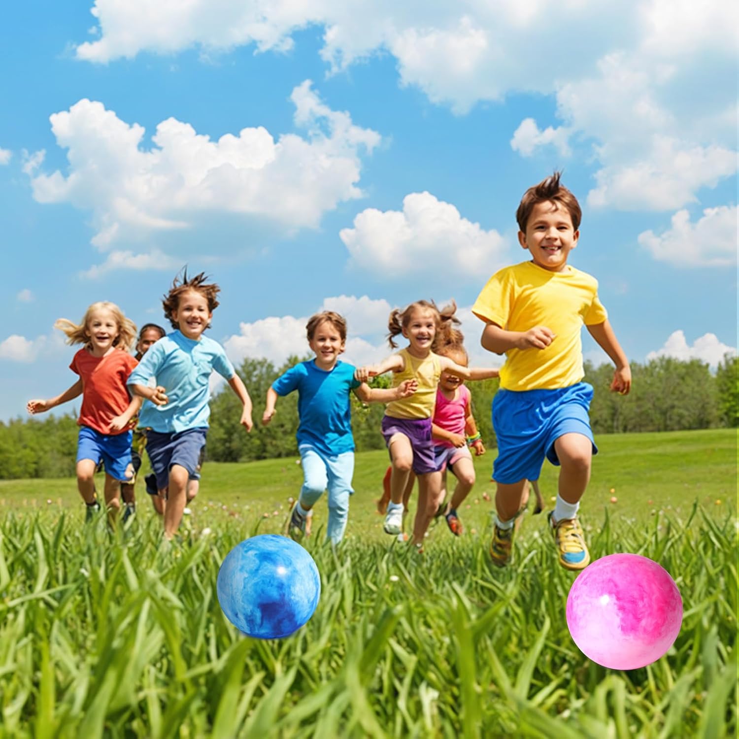 2 Pack Inflatable Playground Balls, Rubber Kick Balls