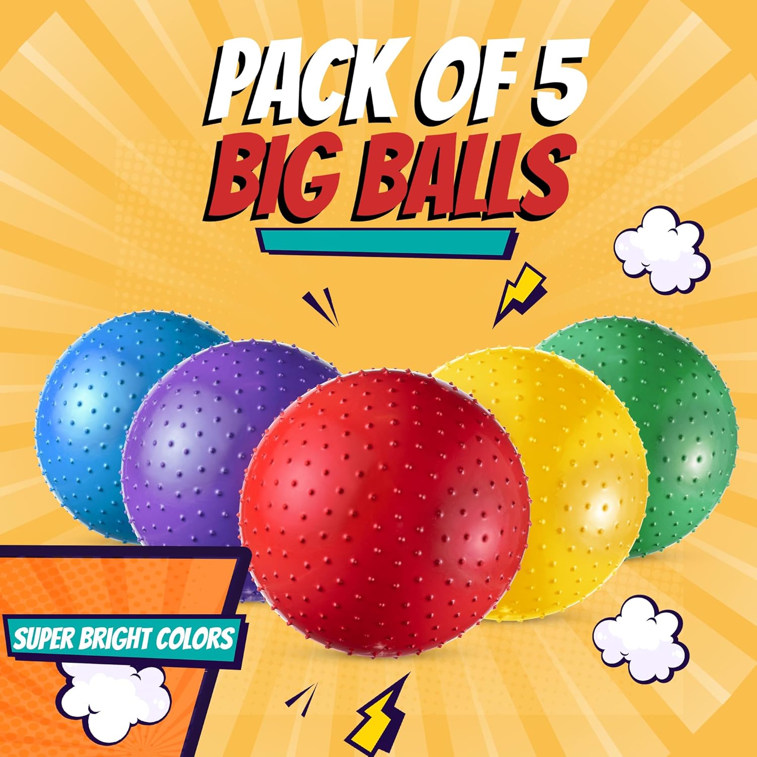 5 Inflatable Jumbo Balls, 18 inches, With Hand Air Pump