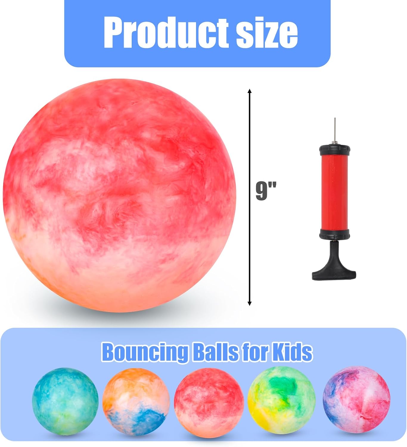 3 Otter 5 Playground Balls with Pumps, 9-Inch Bouncing Sensory Balls