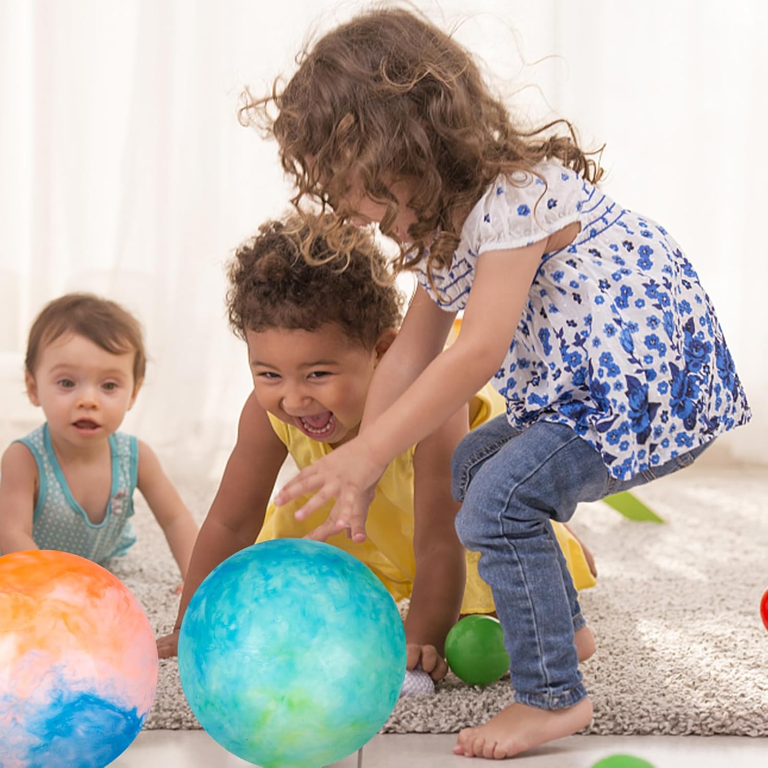 3 Otter 5 Playground Balls with Pumps, 9-Inch Bouncing Sensory Balls
