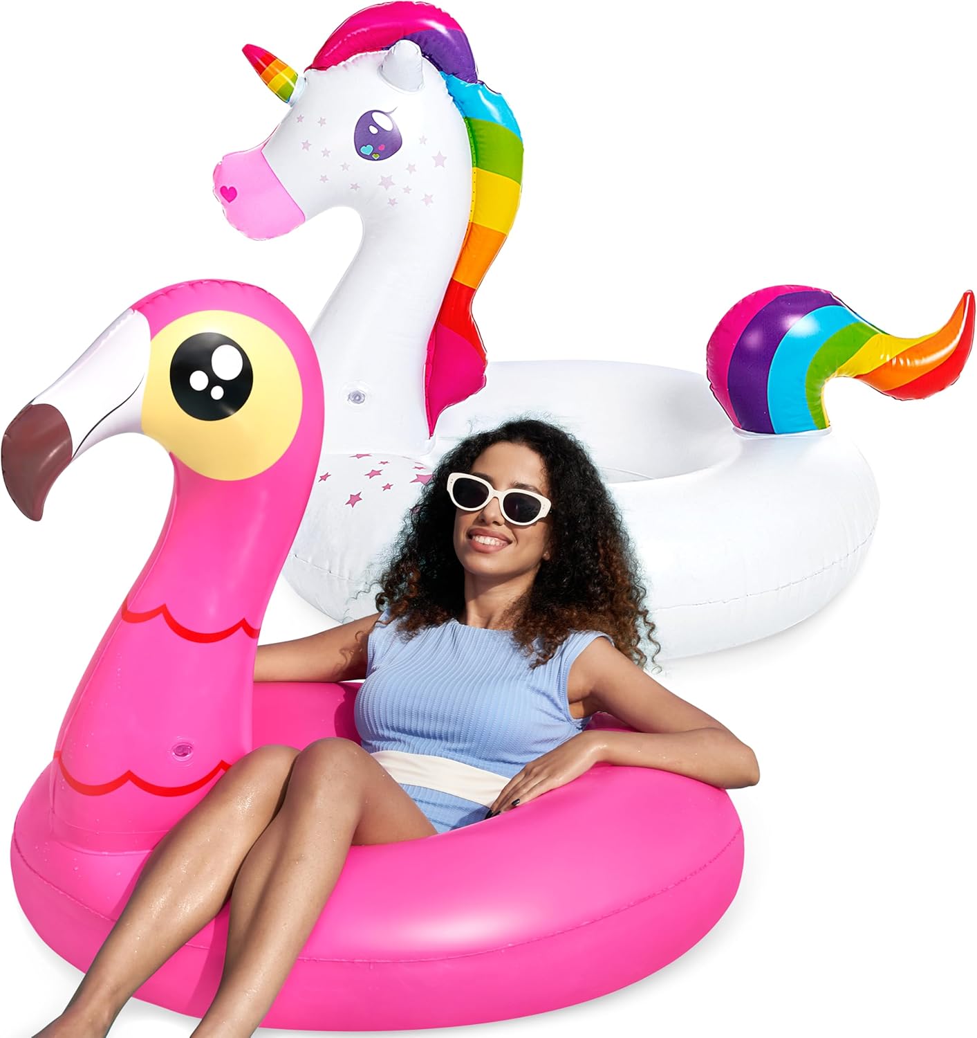 2 Pack Flamingo Unicorn Pool Pontoon Boat