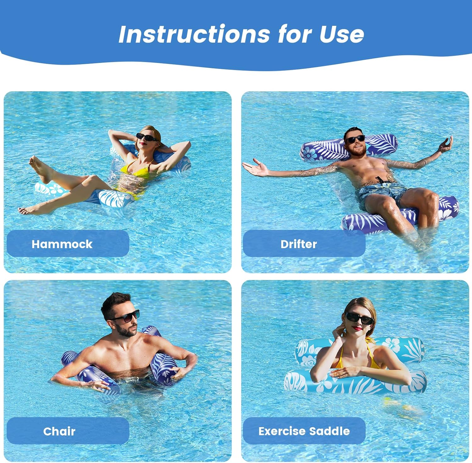 Pool Pontoon - 2 Piece, 4 in 1 Pool Pontoon Hammock