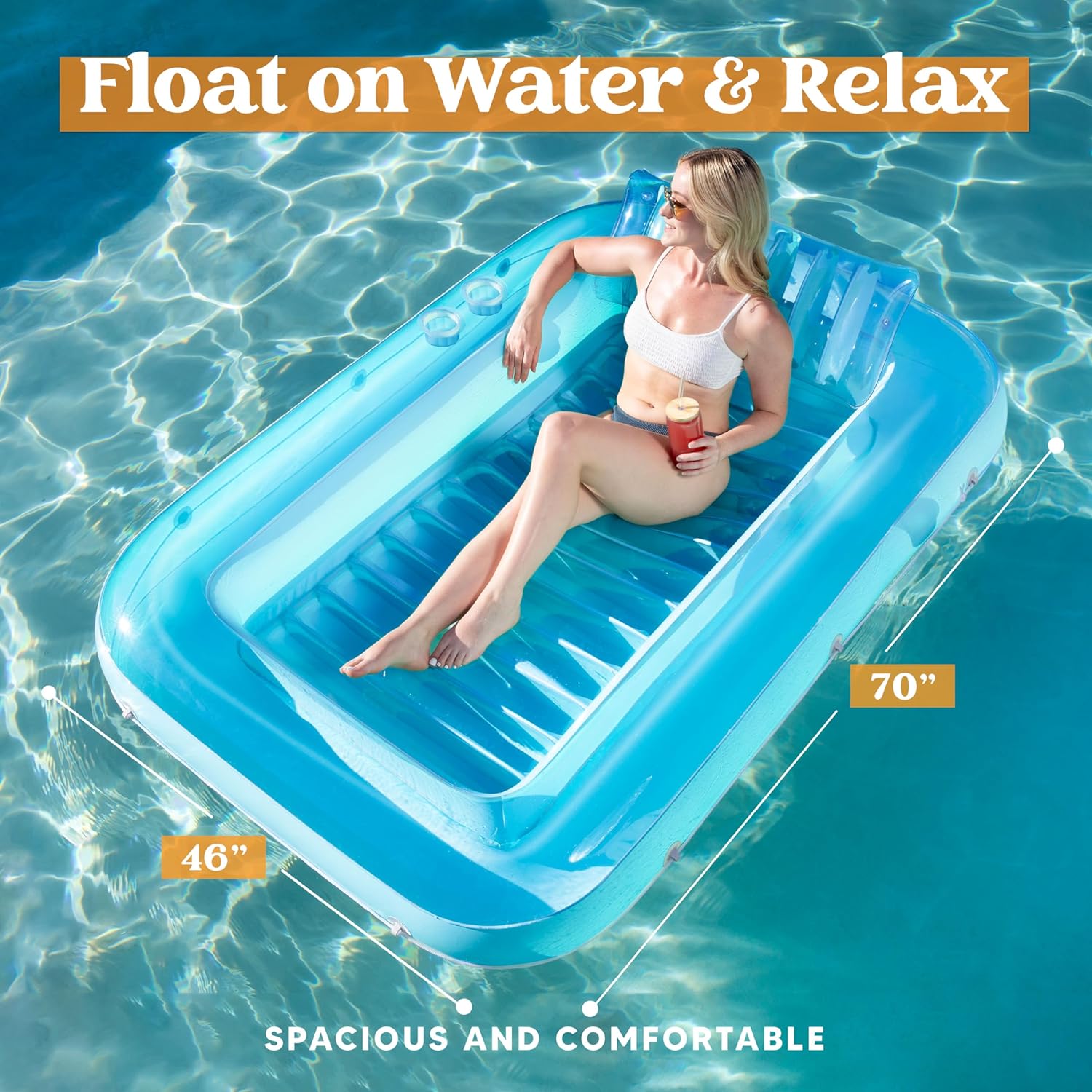 406070"x 46"Inflatable Tanning Pool Lounger