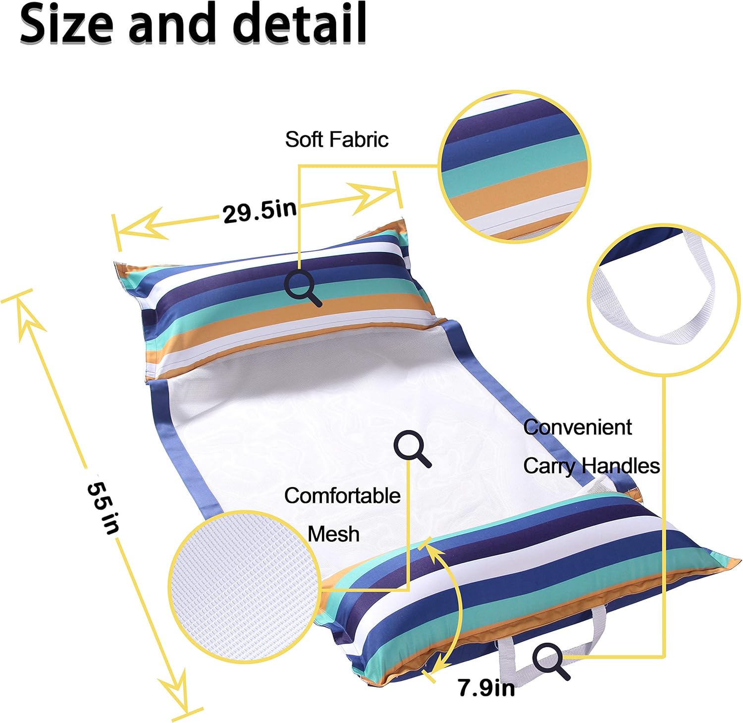 Pool Hammock, Size XL, 2 Pack Inflatable Water Pontoon
