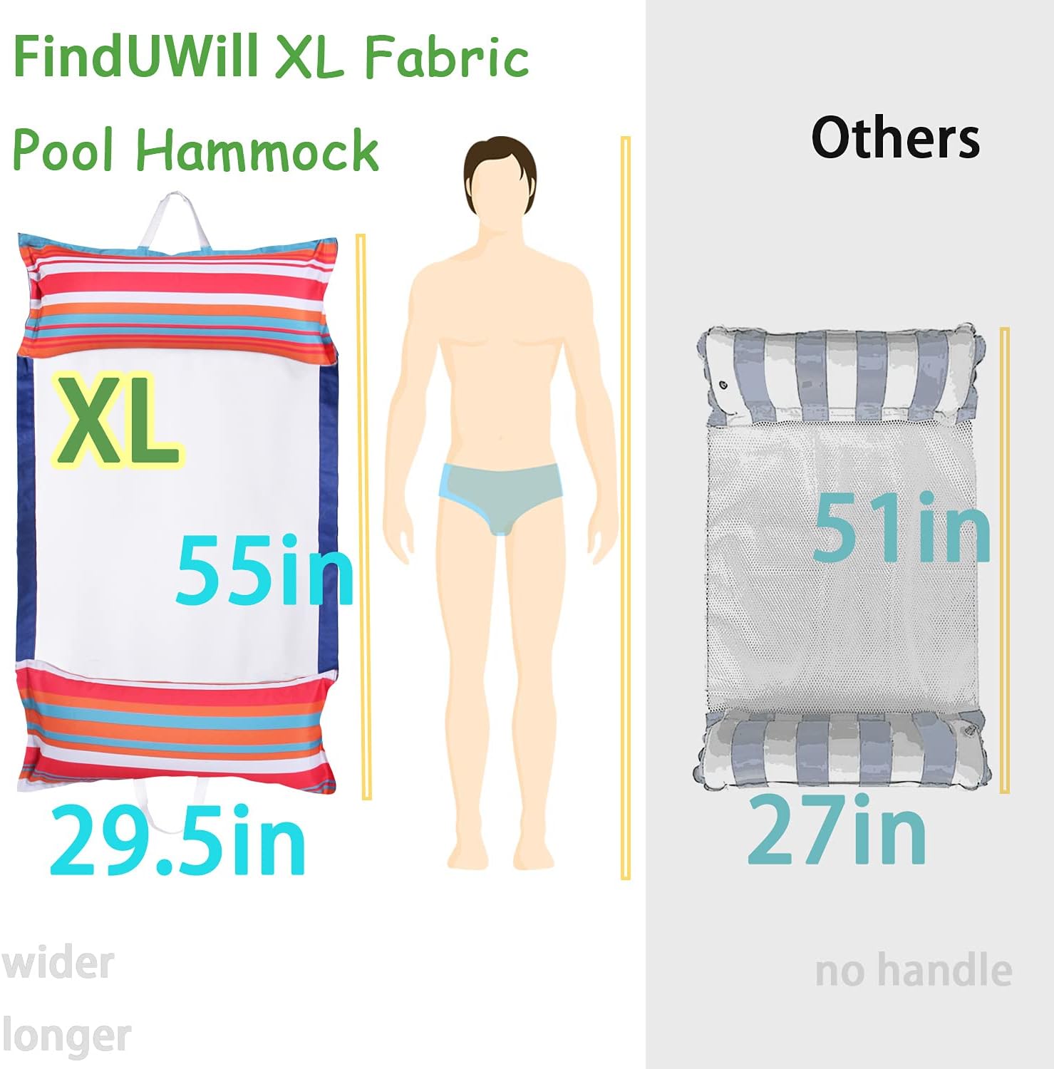 Pool Hammock, Size XL, 2 Pack Inflatable Water Pontoon