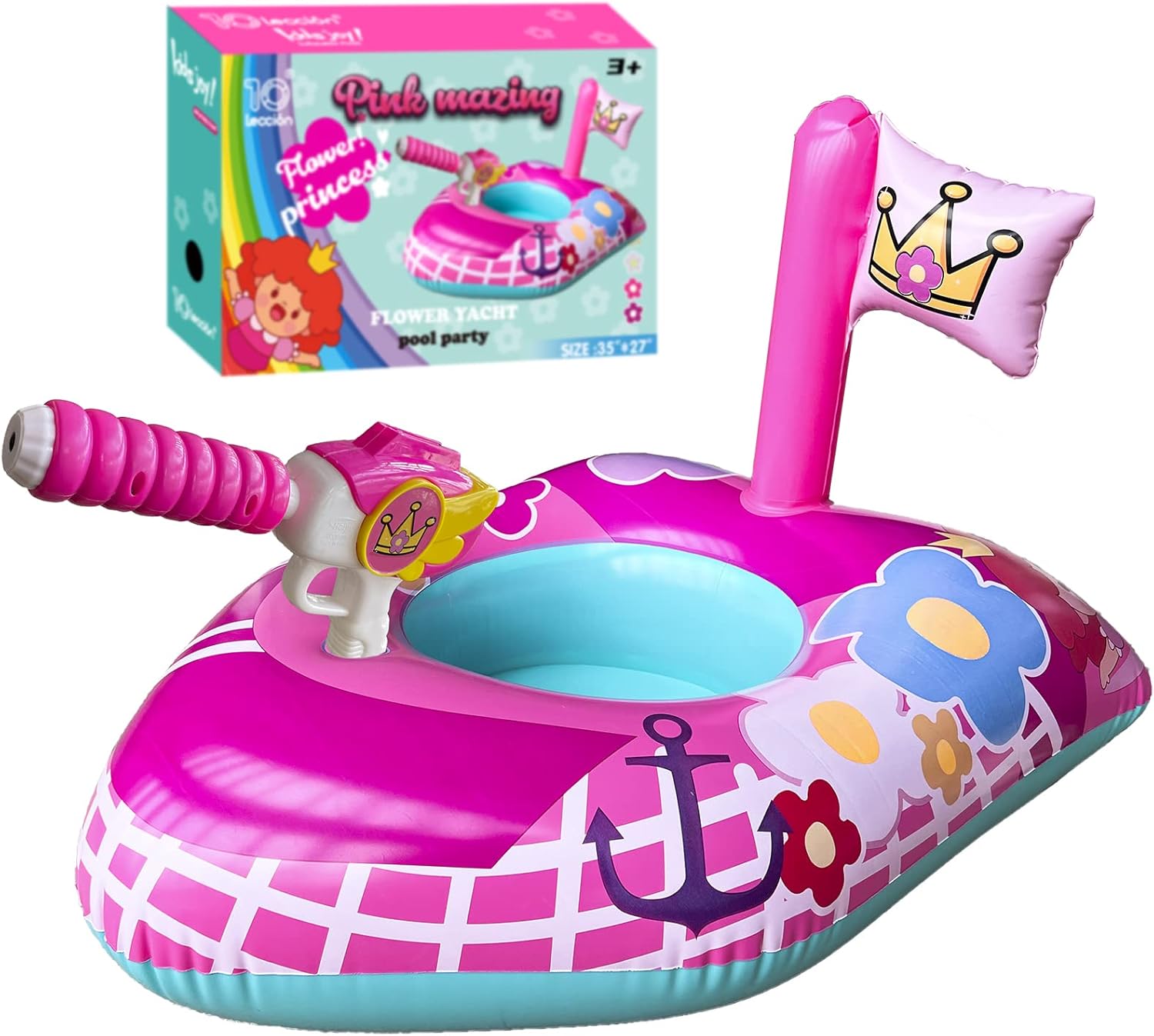Kids-Girls Inflatable Pool Pontoon Boat