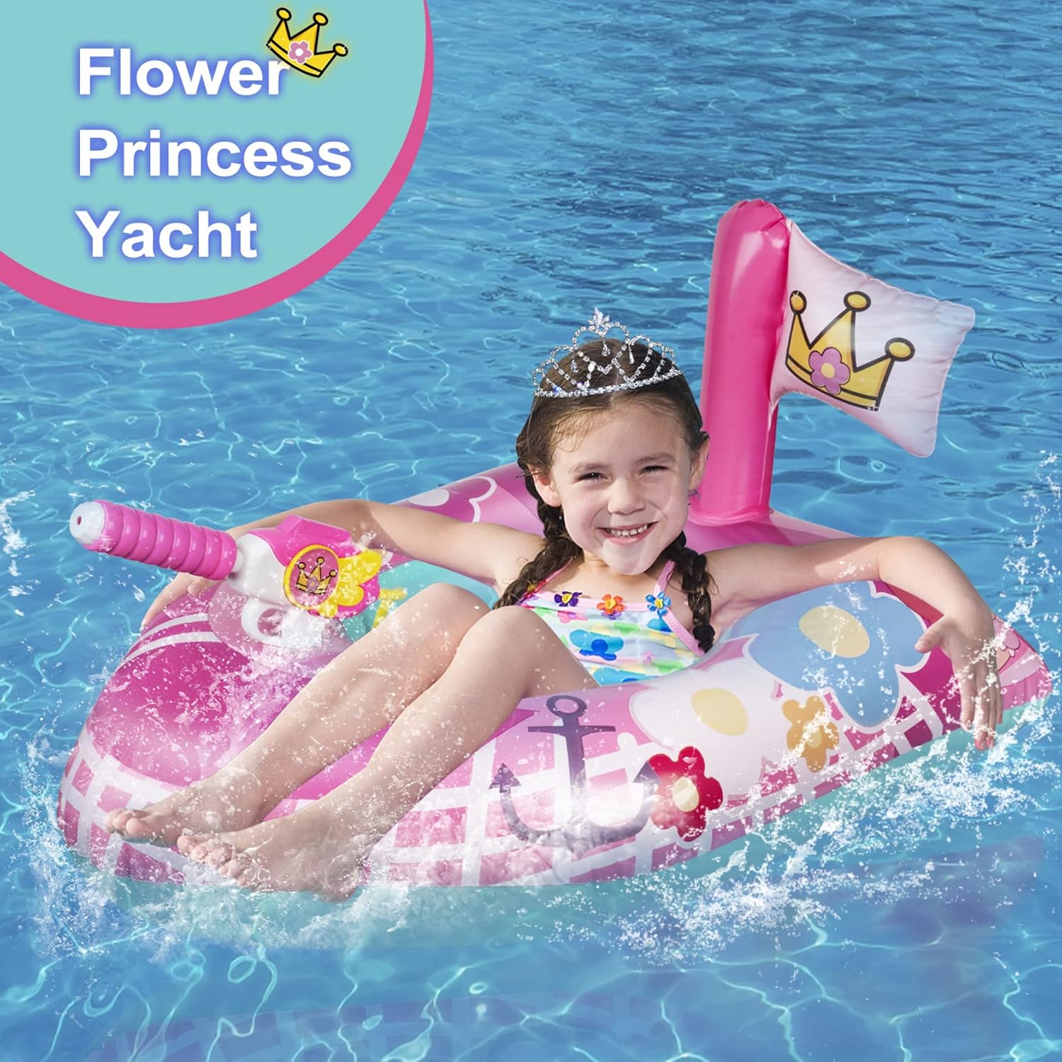 Kids-Girls Inflatable Pool Pontoon Boat