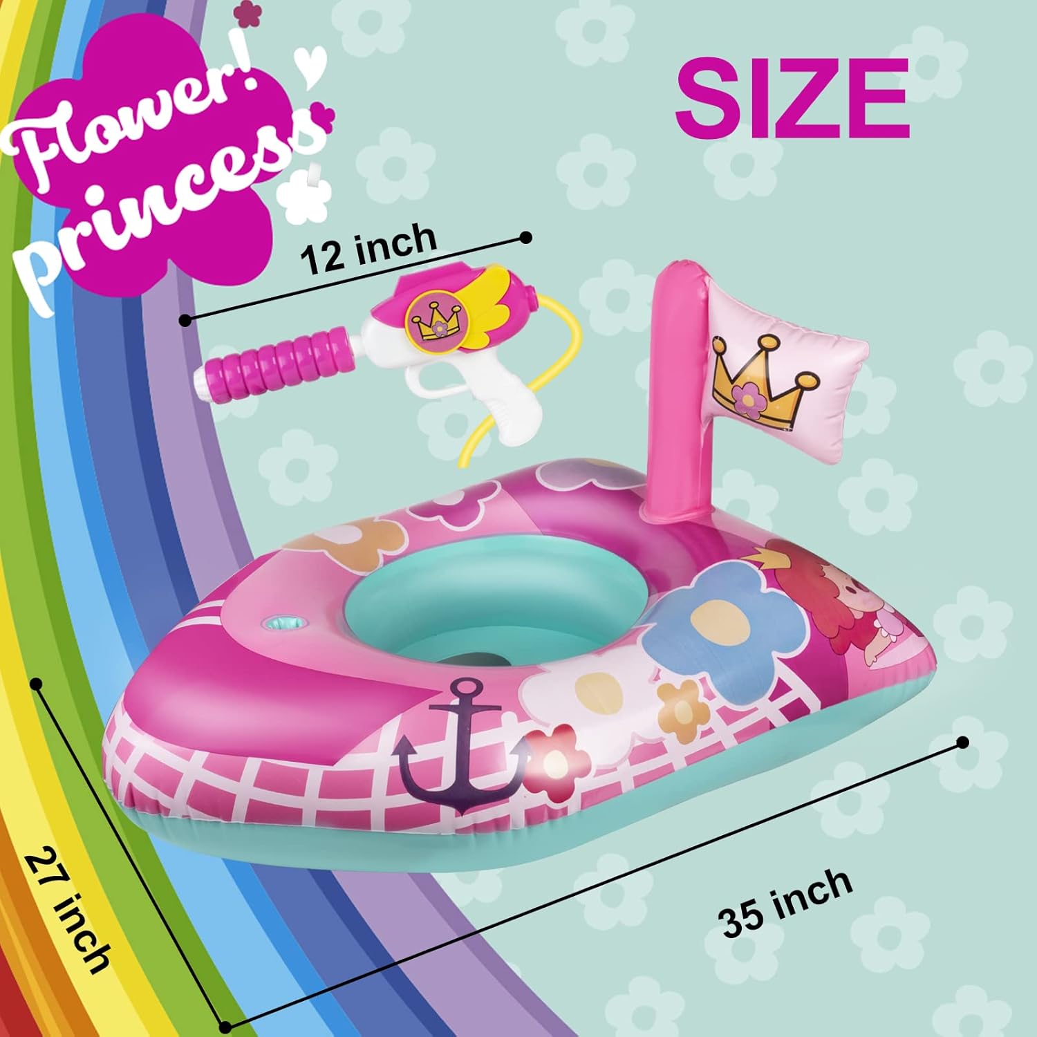 Kids-Girls Inflatable Pool Pontoon Boat