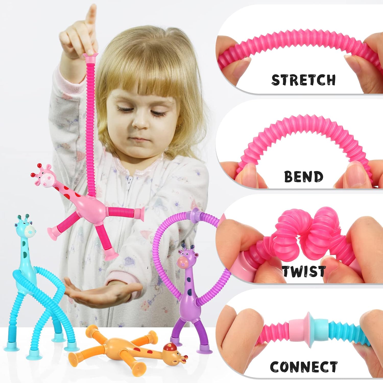 4 Pack Suction Cup Giraffe Toys