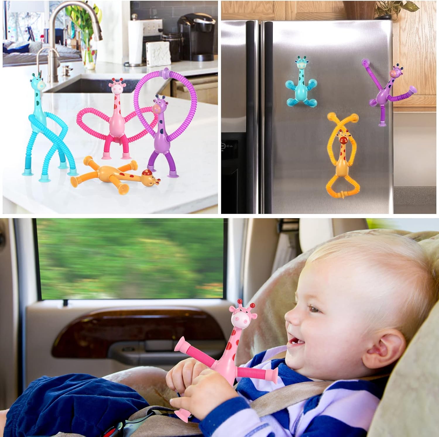 4 Pack Suction Cup Giraffe Toys