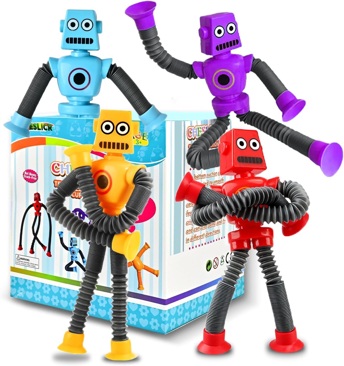 4 Pack Robot Sensory Travel Toys