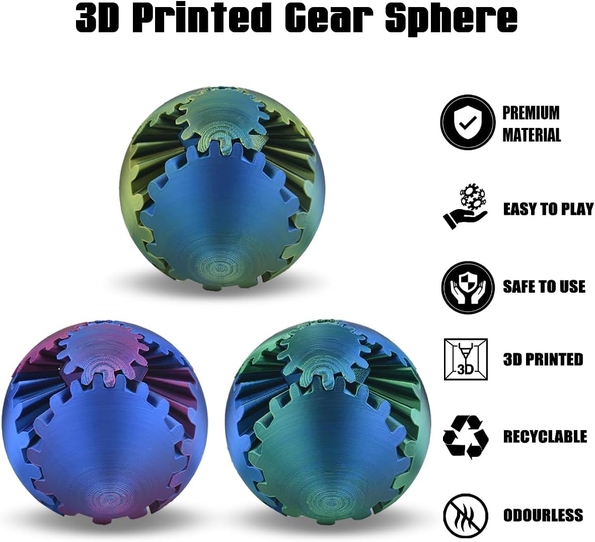 Gear Sphere, 3D Printed Steampunk Stress Relief Toy