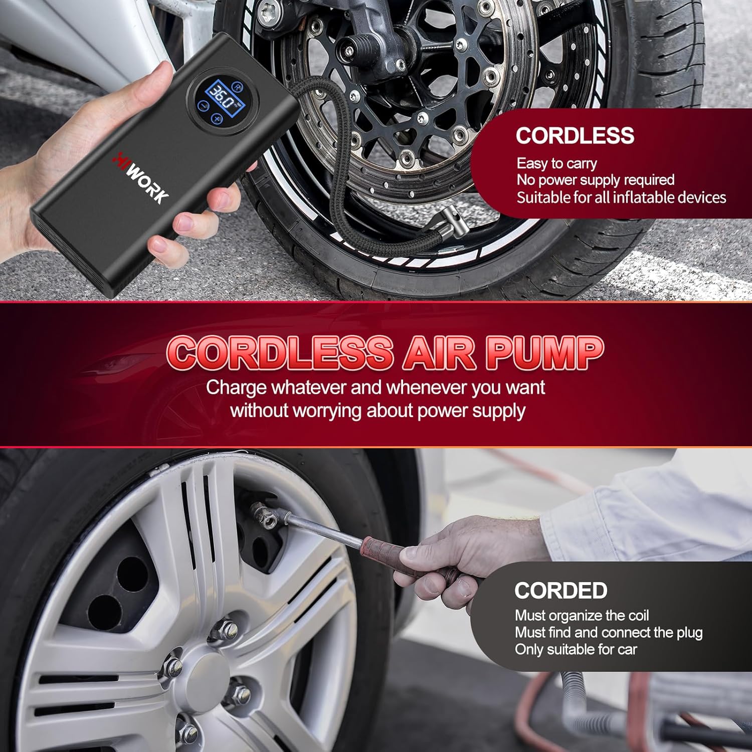 150 PSI 4000 mAh Wireless Tire Inflator