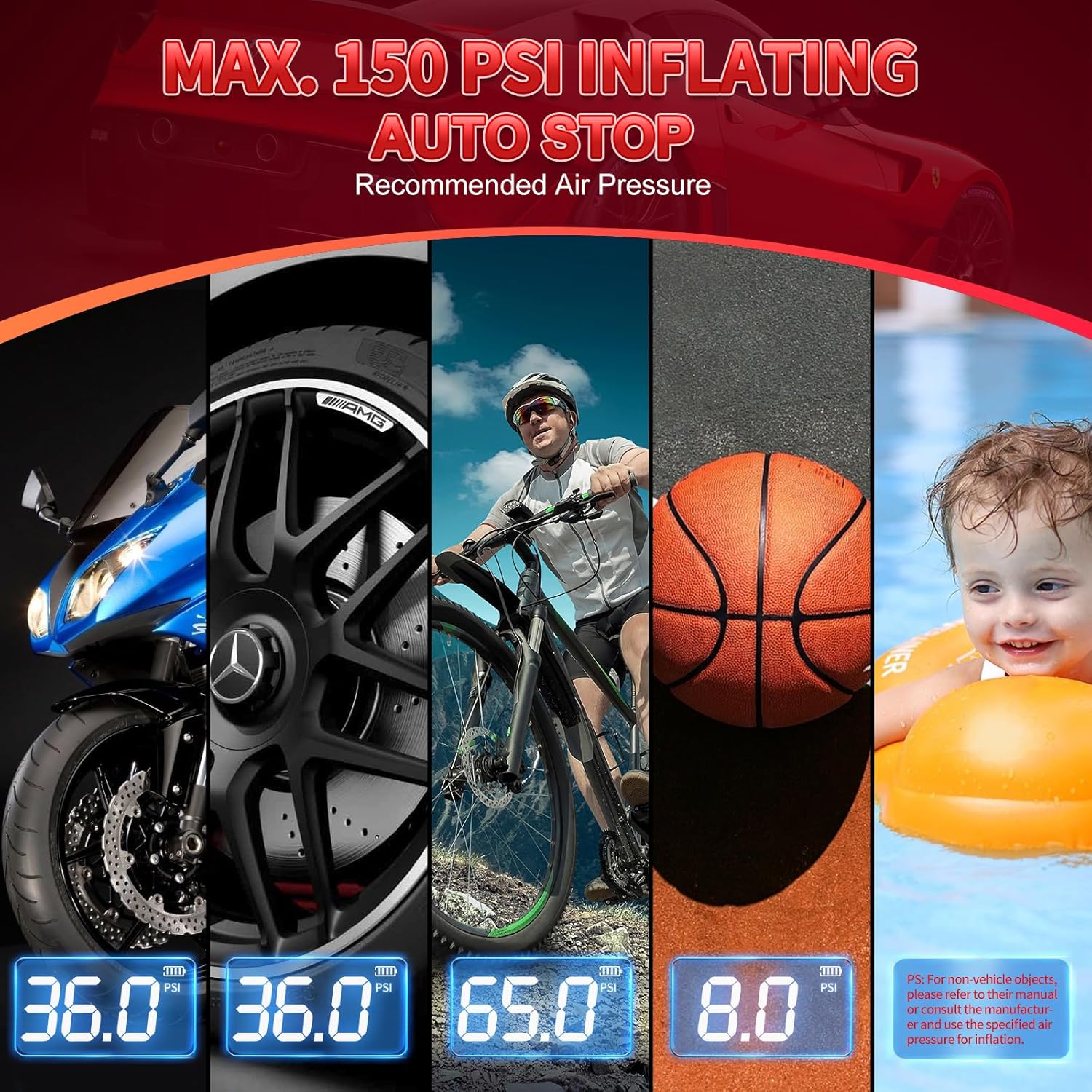 150 PSI 4000 mAh Wireless Tire Inflator