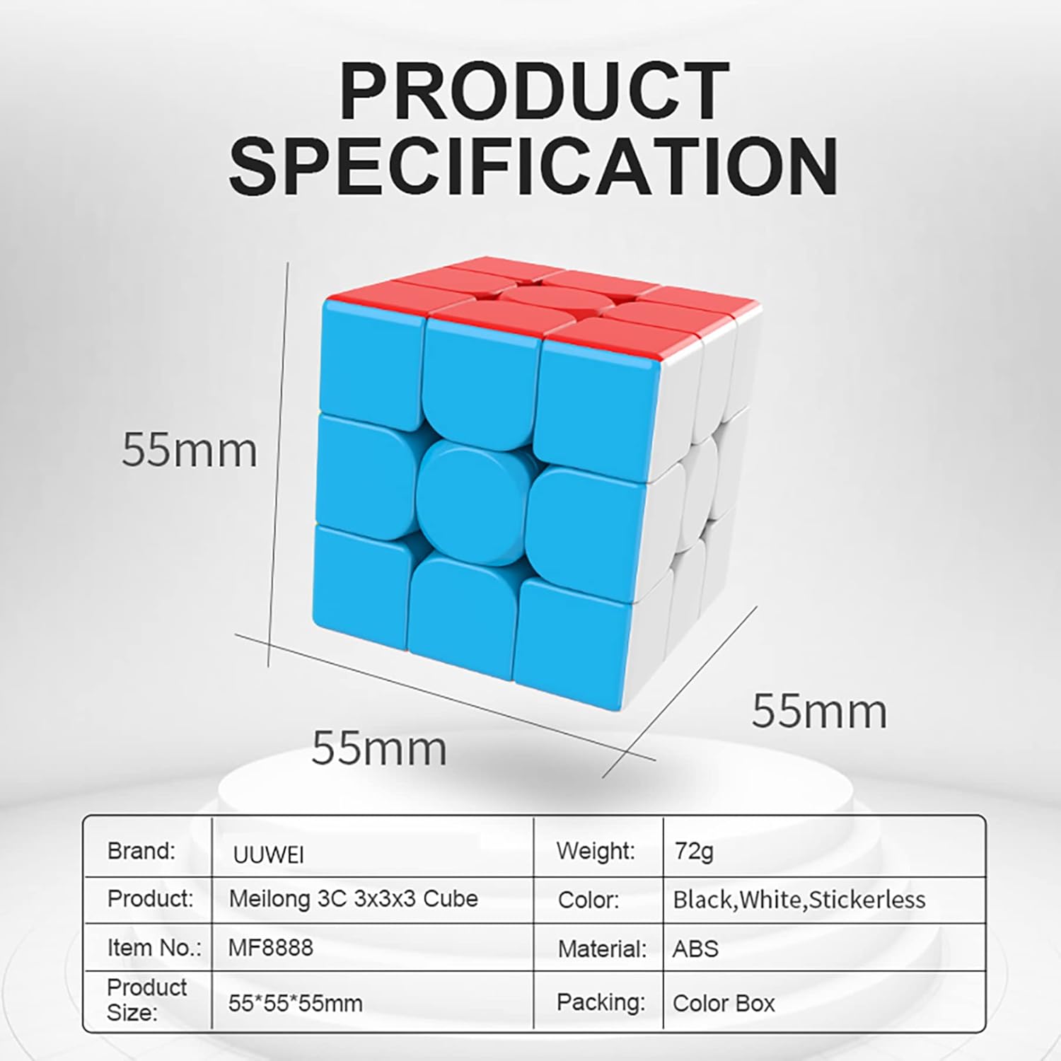 3x3x3 Speed Rubik's Cube, Sticker-free, Anti-Sticky Design