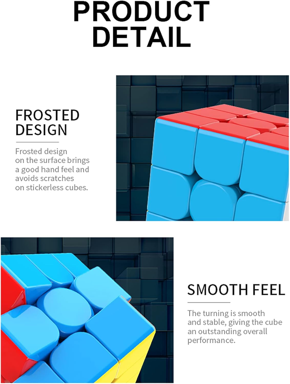3x3x3 Speed Rubik's Cube, Sticker-free, Anti-Sticky Design