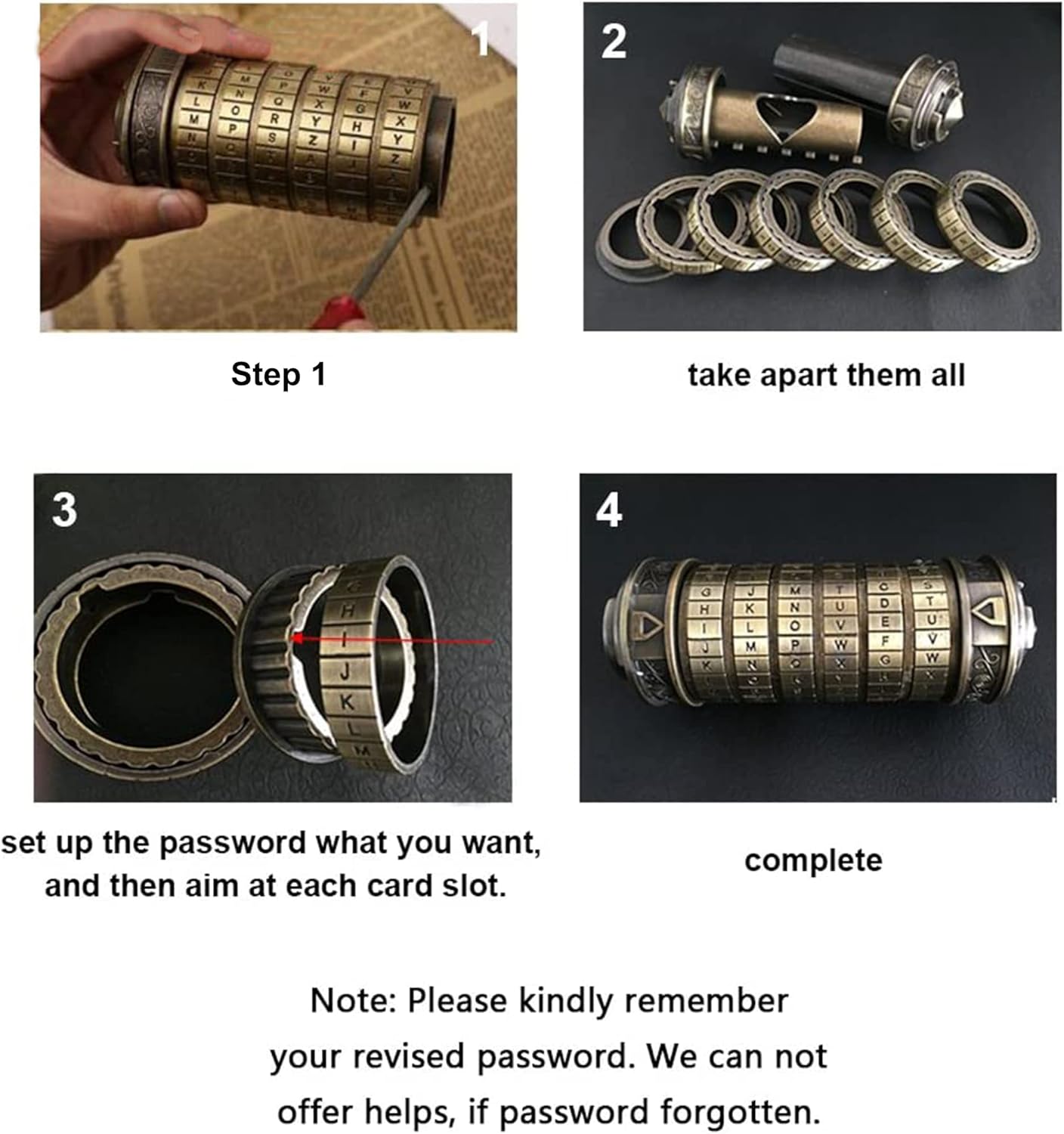 Da Vinci Code Cryptex Puzzle Box, Hidden Compartments