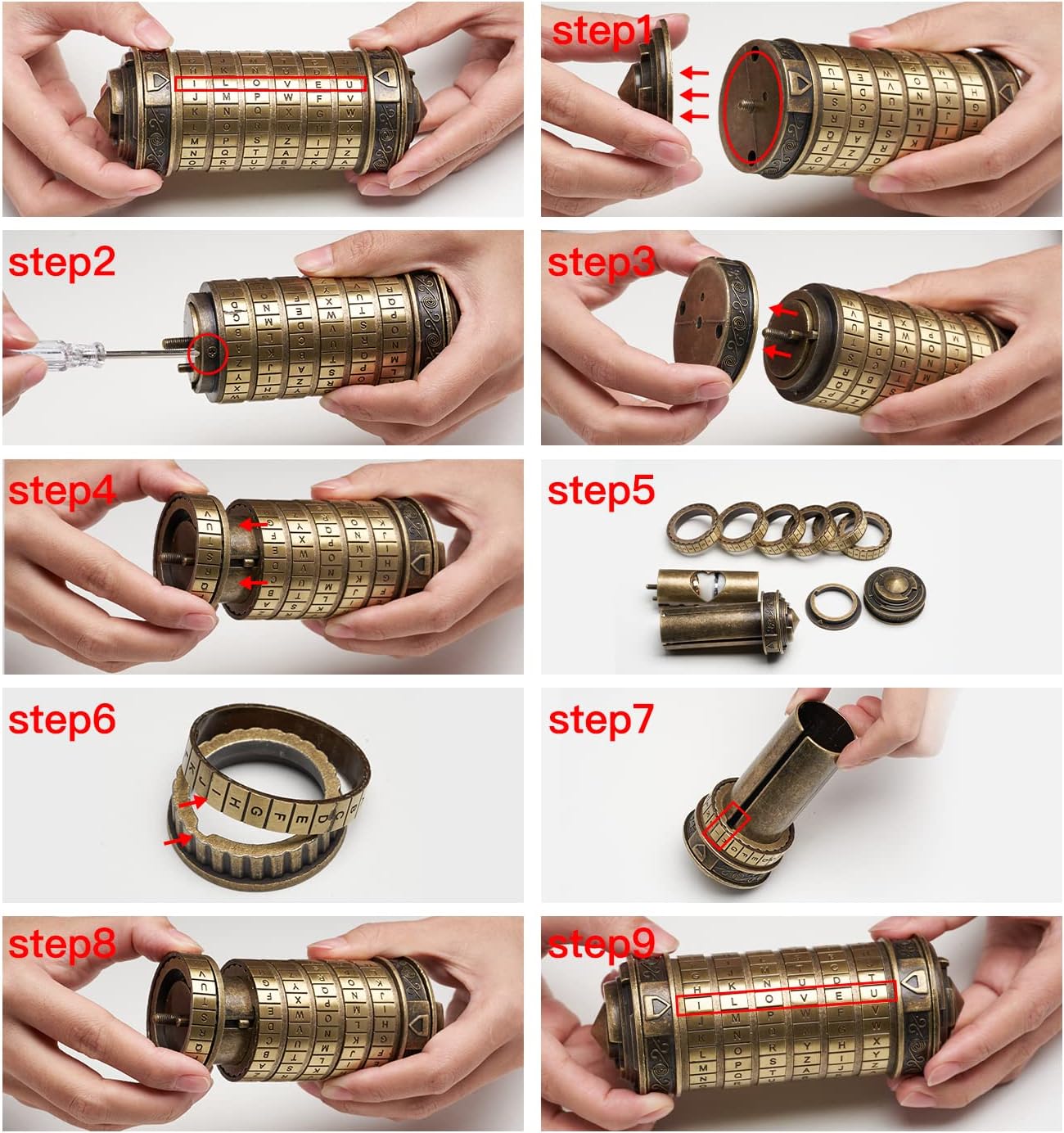 Cryptex Money Puzzle Box, Hidden Compartments