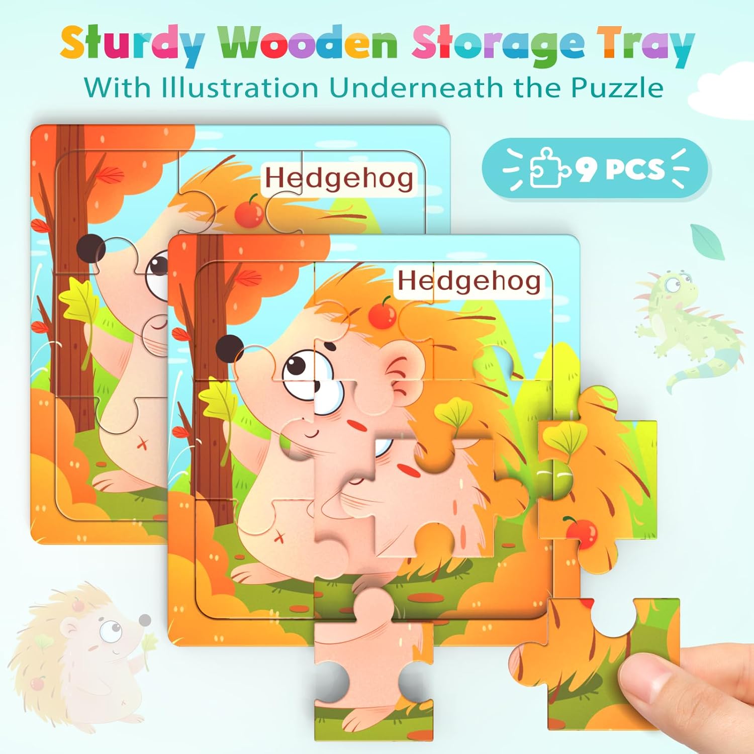 Toddler Wooden Puzzles, 8 Pack Animal Puzzle, 9 Pack Learning Activities