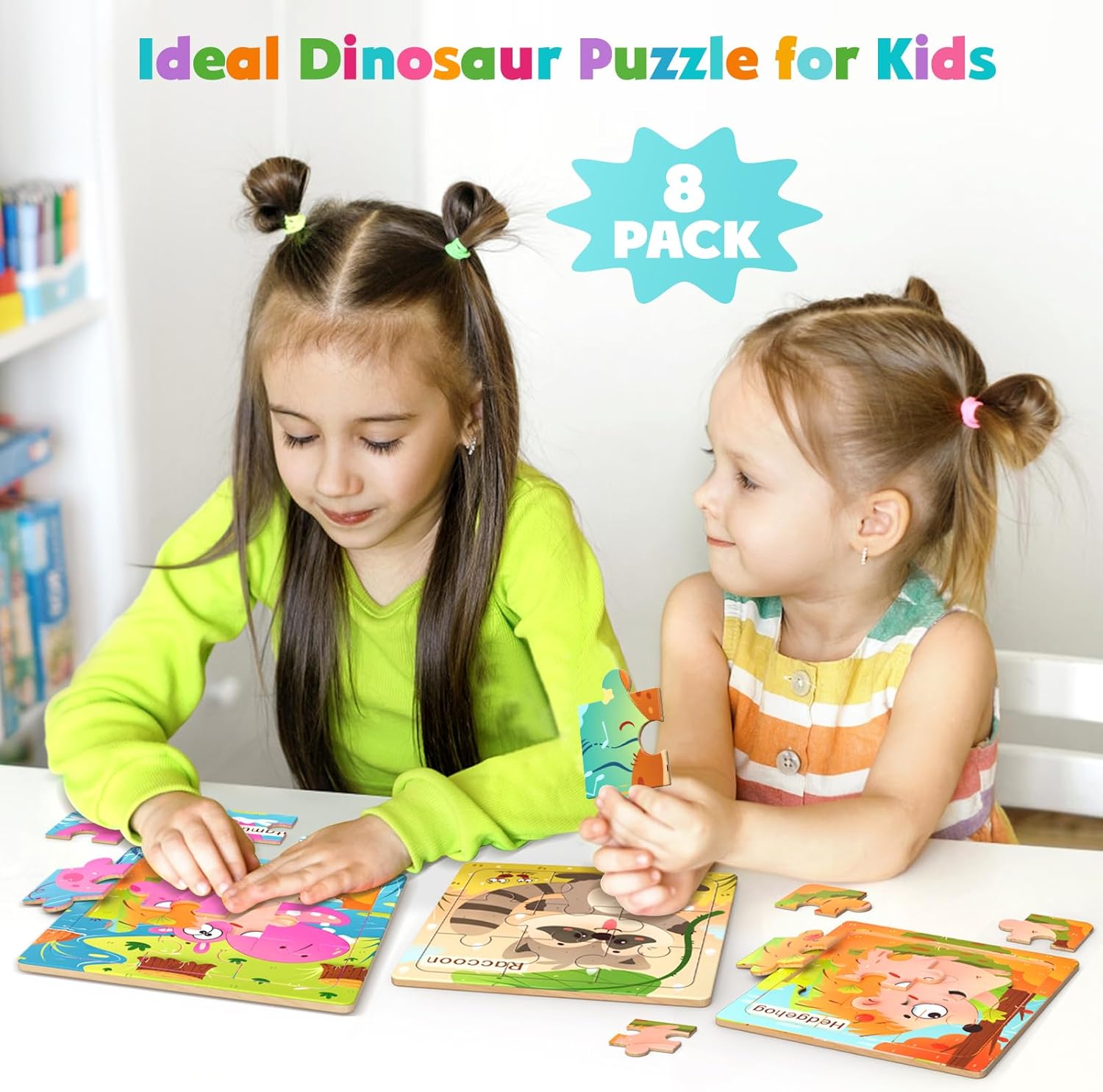 Toddler Wooden Puzzles, 8 Pack Animal Puzzle, 9 Pack Learning Activities
