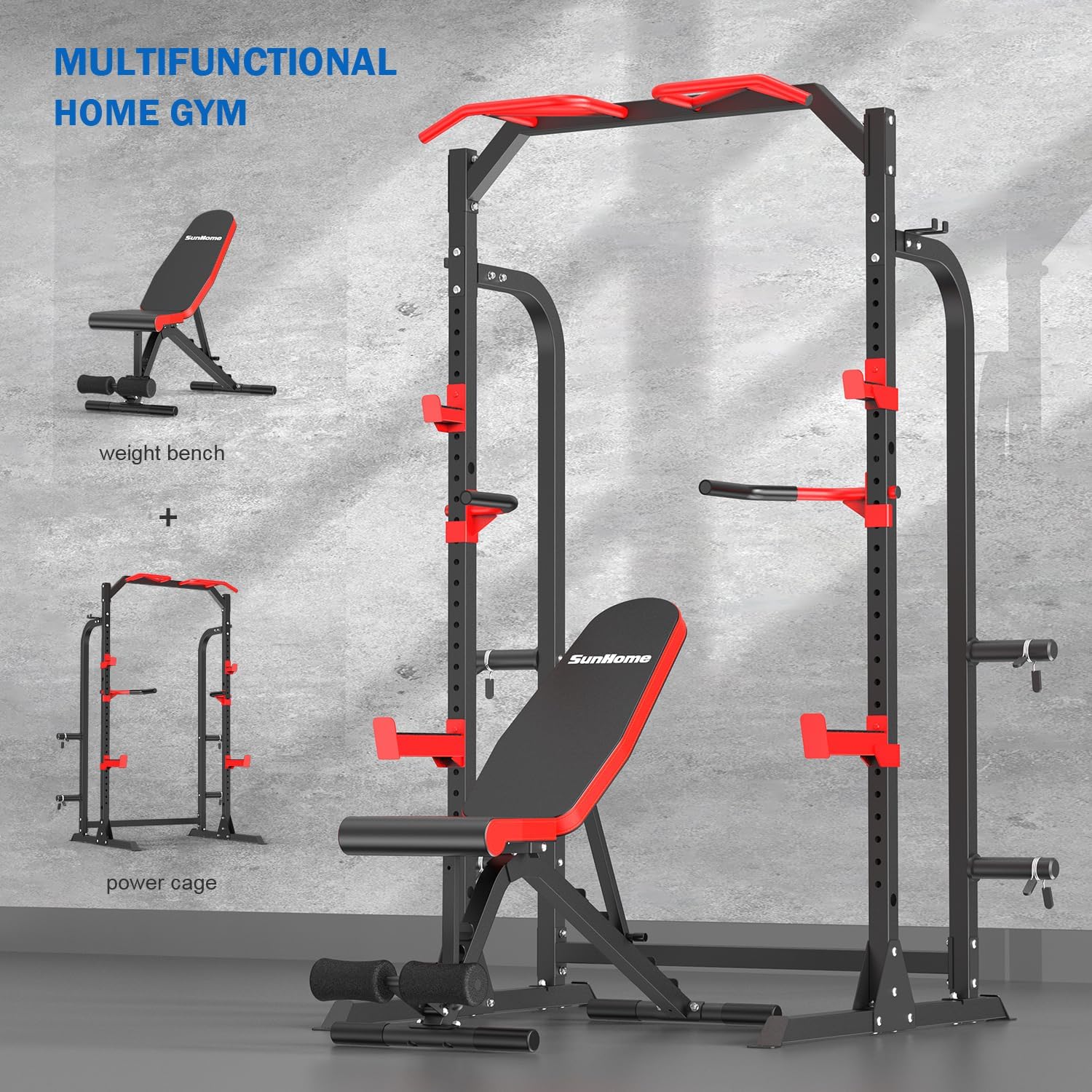 Deep Squat Rack with Bench