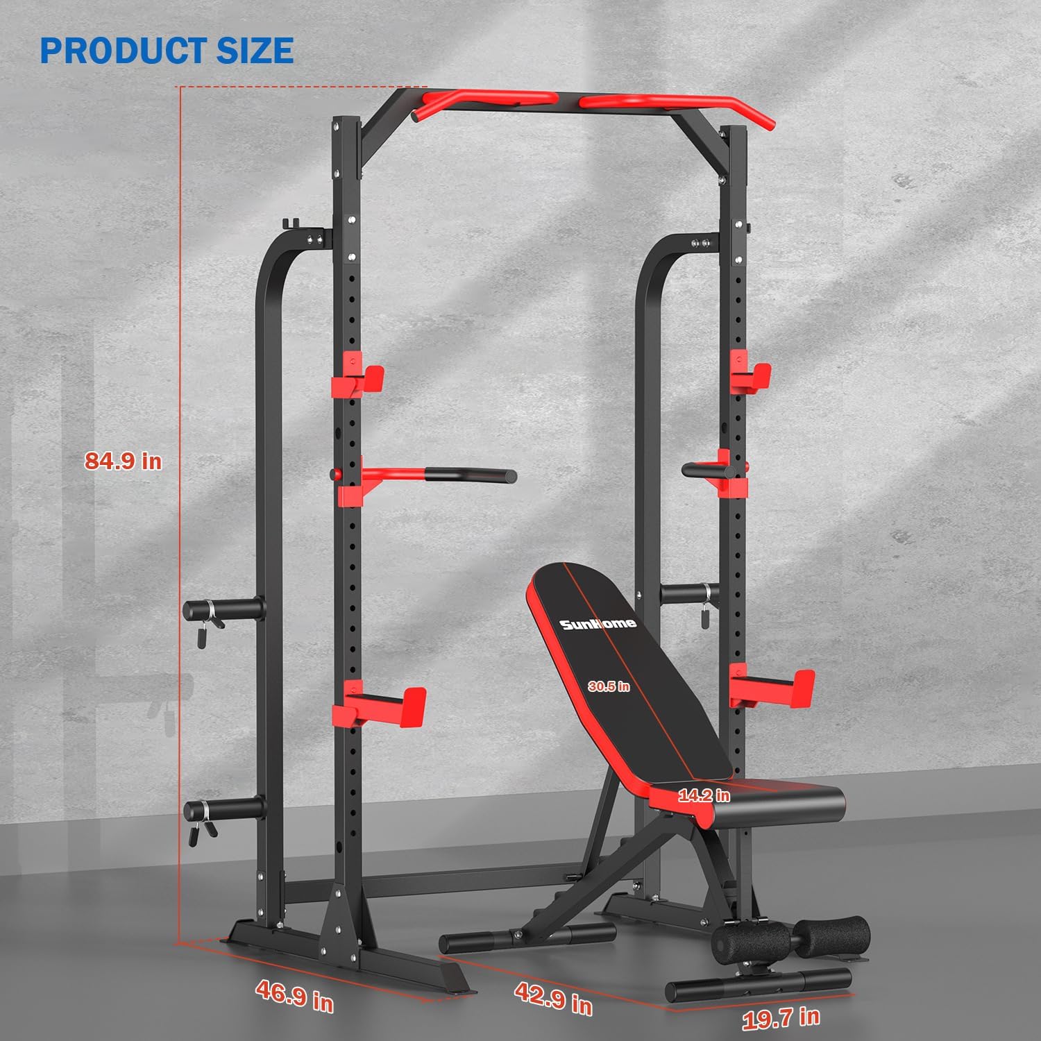 Deep Squat Rack with Bench