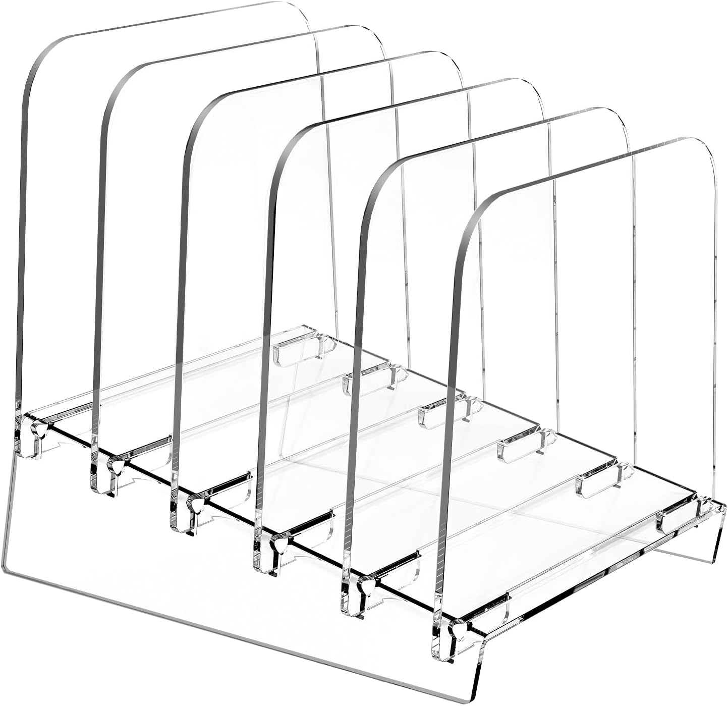 File Organizer, Desk Vertical File Organizer, Desktop Folder Organizer, Acrylic File Holder Folder, 5 Segment Transparent File Holder for Office, School, Home