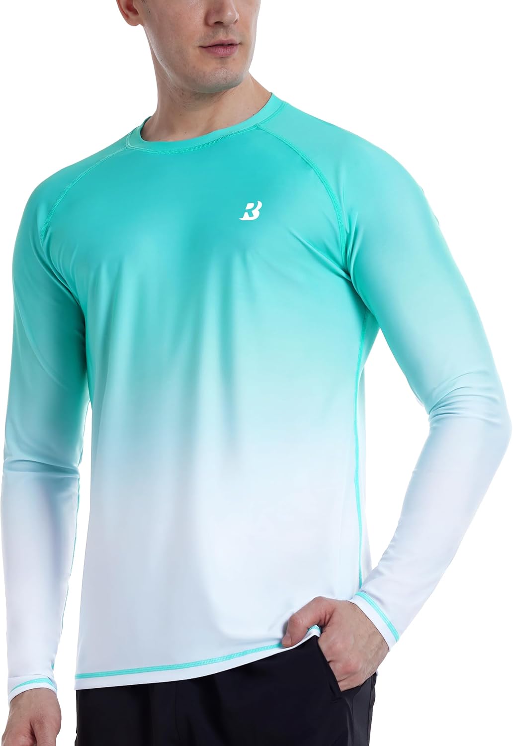 UPF 50+ Long Sleeve UV Protection Swim Shirt for Men