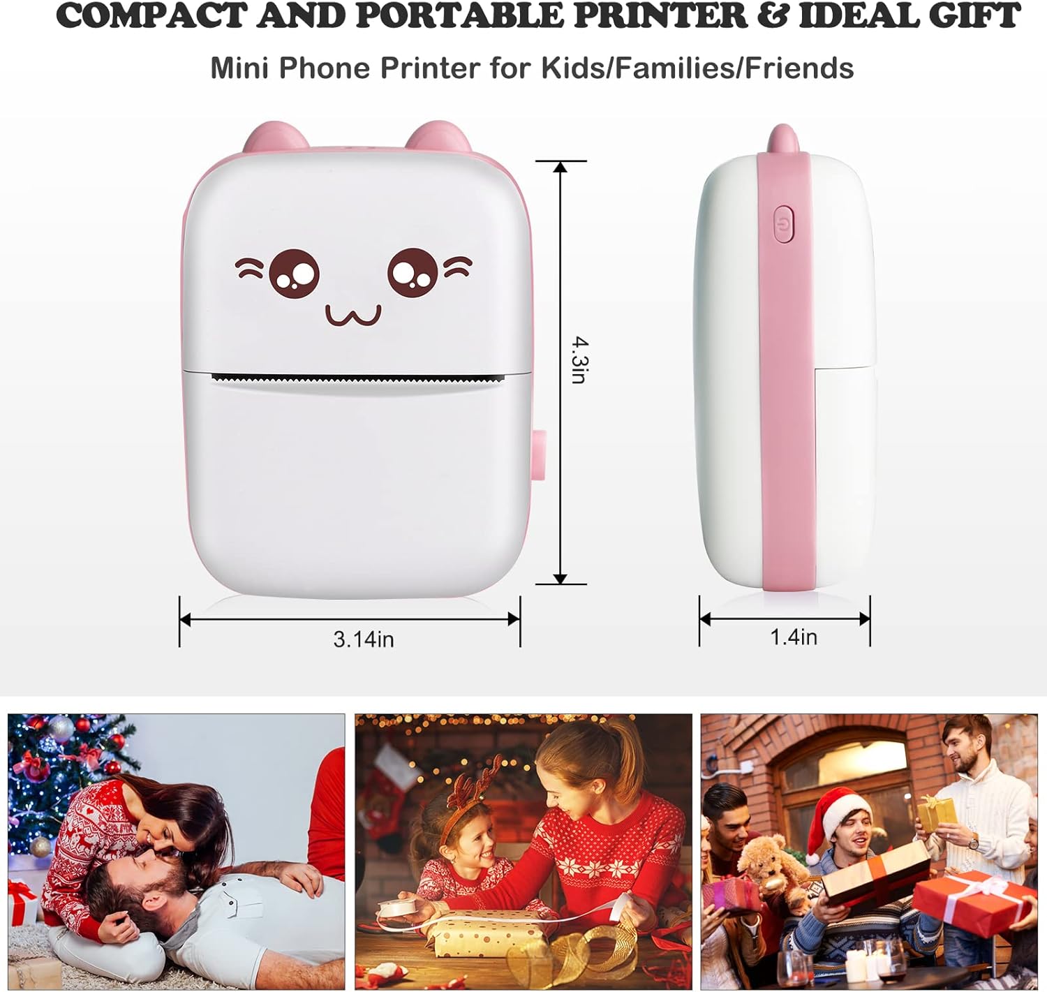 Bakoor Mini Pocket Printer, Portable Thermal Printer, 10 Roll Sticker Printer, Mini Printer for Study Notes, Journals, Memo, Label Printer Compatible with Android and iOS