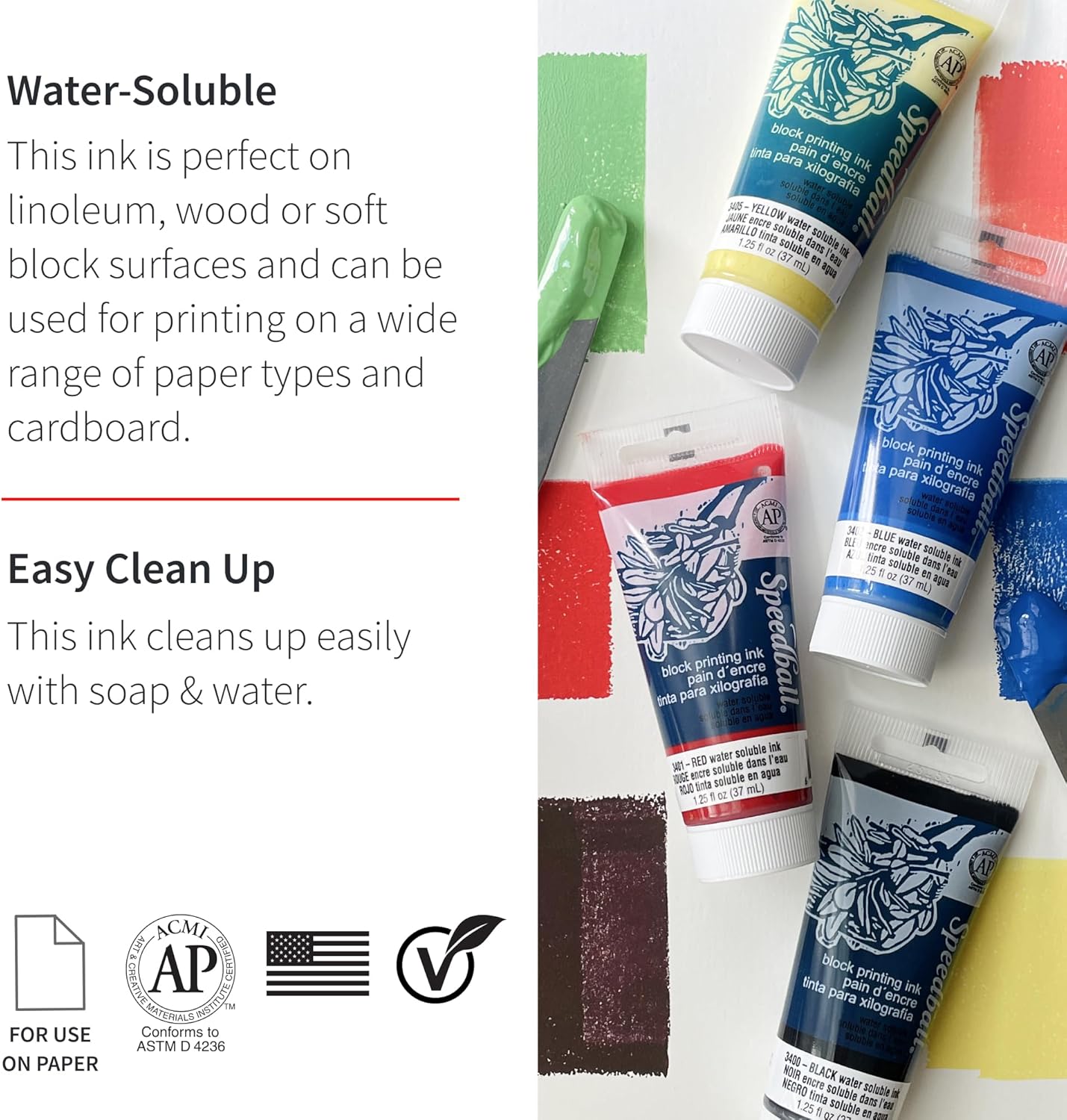 Speedball Water Soluble Block Printing Ink, 5 oz. tube (dark yellow)