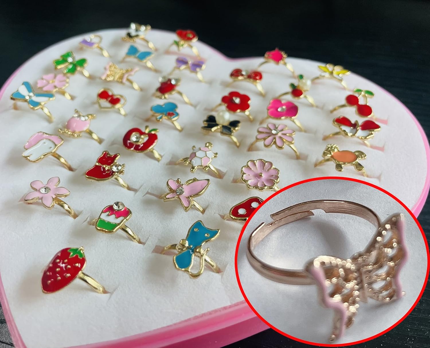 36 Pack Little Girl Gemstone Ring Set