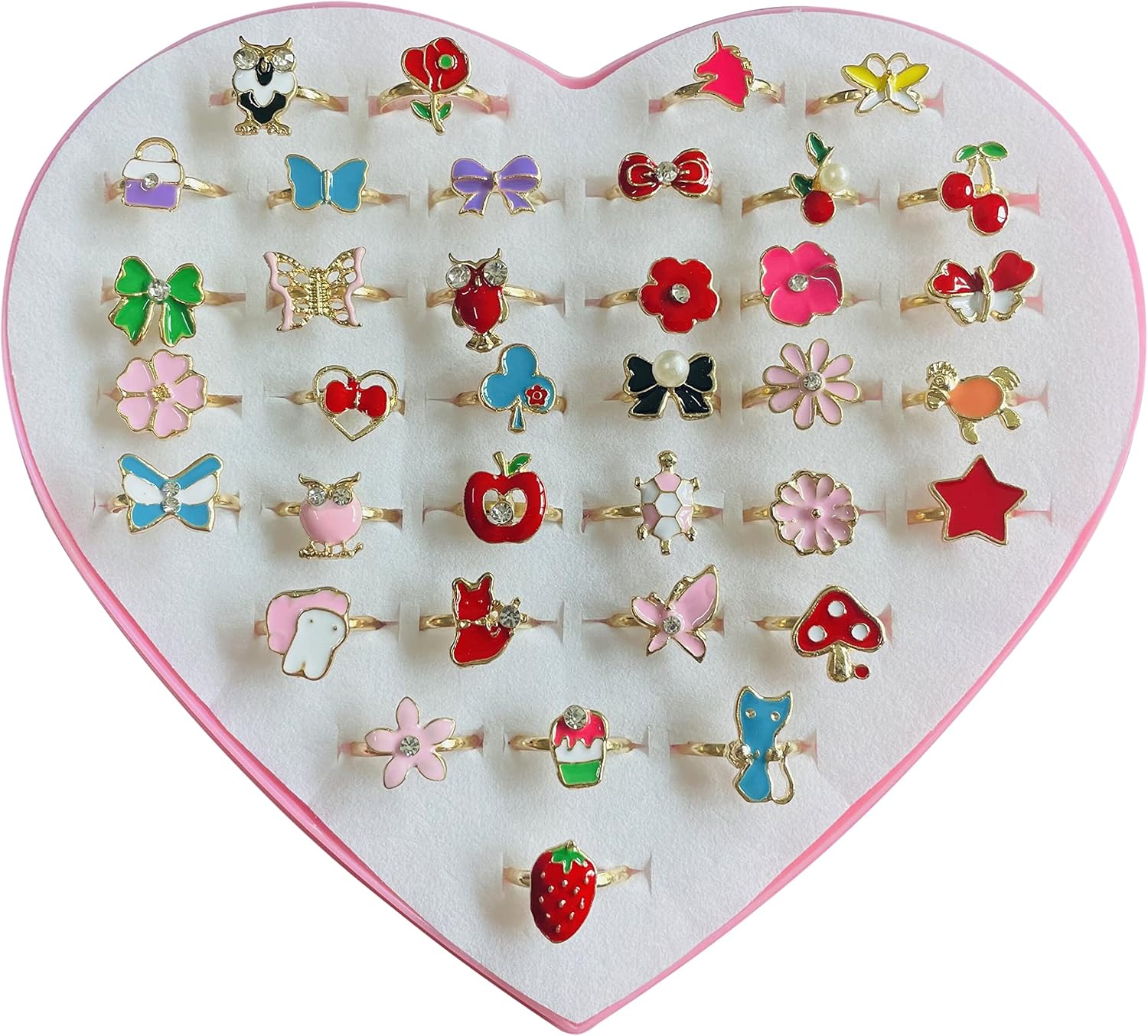 36 Pack Little Girl Gemstone Ring Set