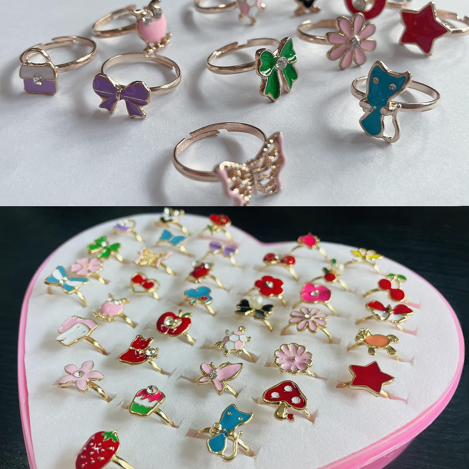 36 Pack Little Girl Gemstone Ring Set
