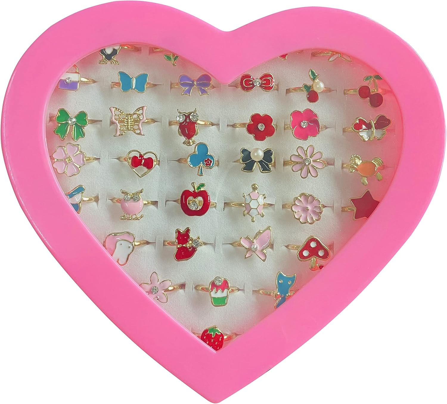 36 Pack Little Girl Gemstone Ring Set