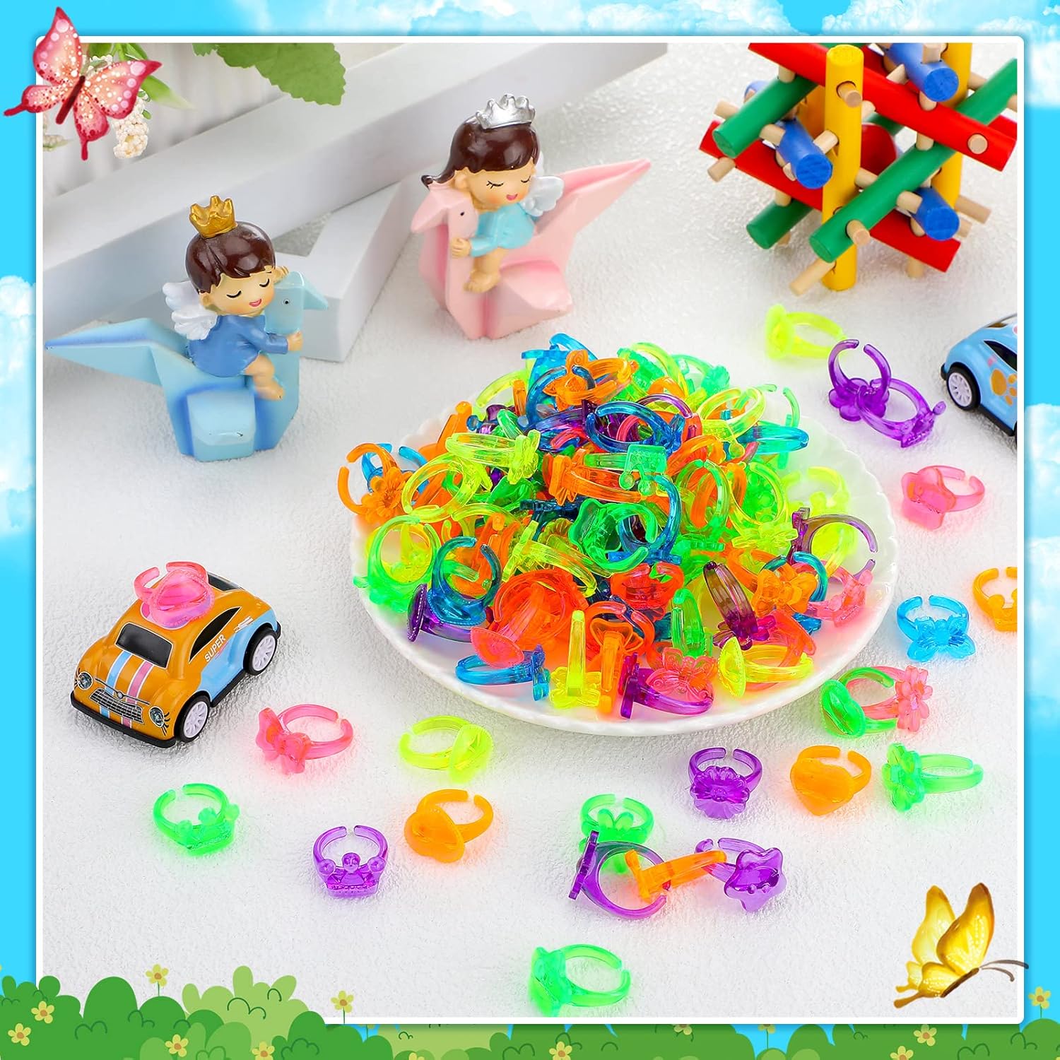 4265 Pack Glitter Plastic Rings